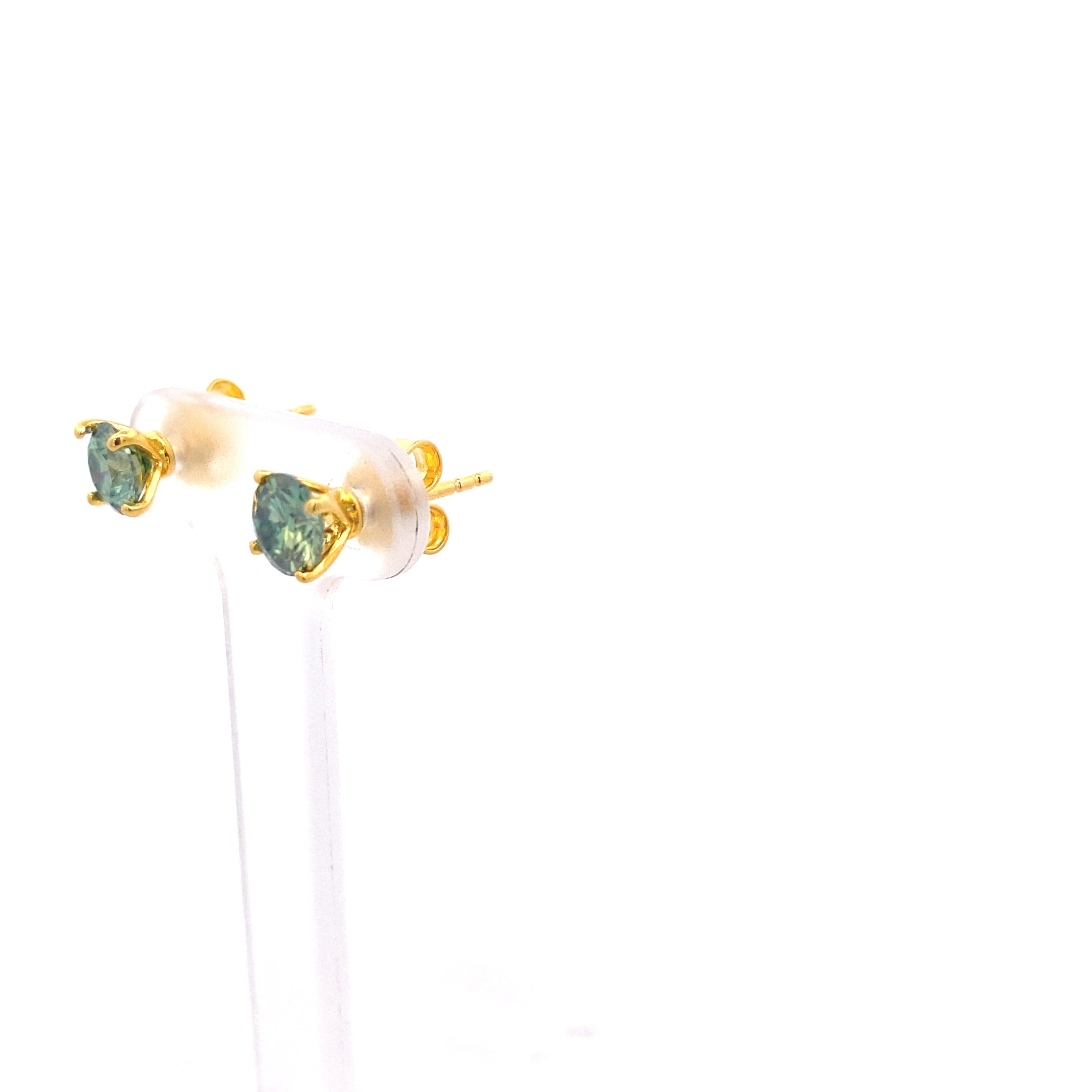 Yellow Gold-Plated 1.25CT. Green Moissanite Studs