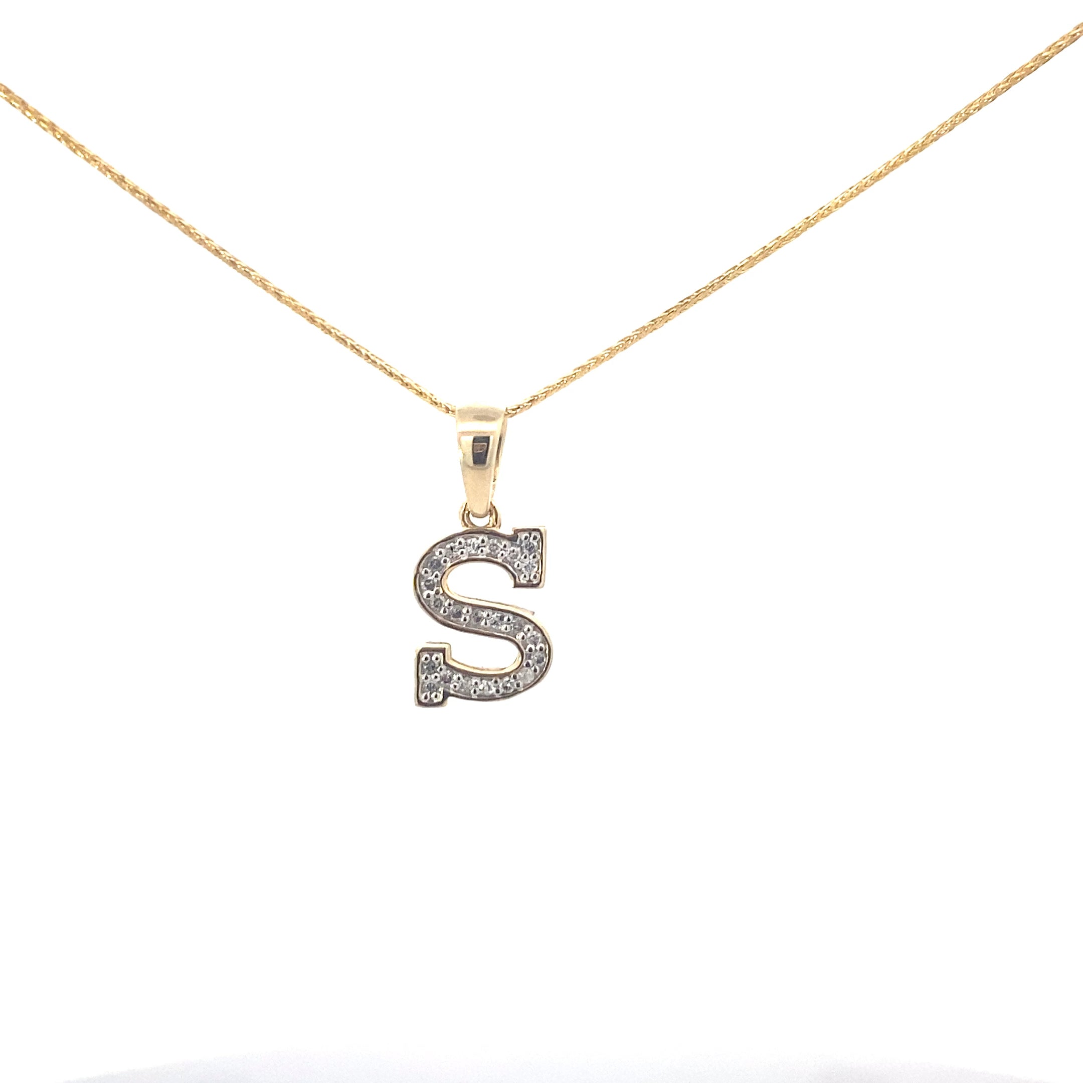 10K Yellow Gold 1/10CT. Diamond Initial Letter Pendant