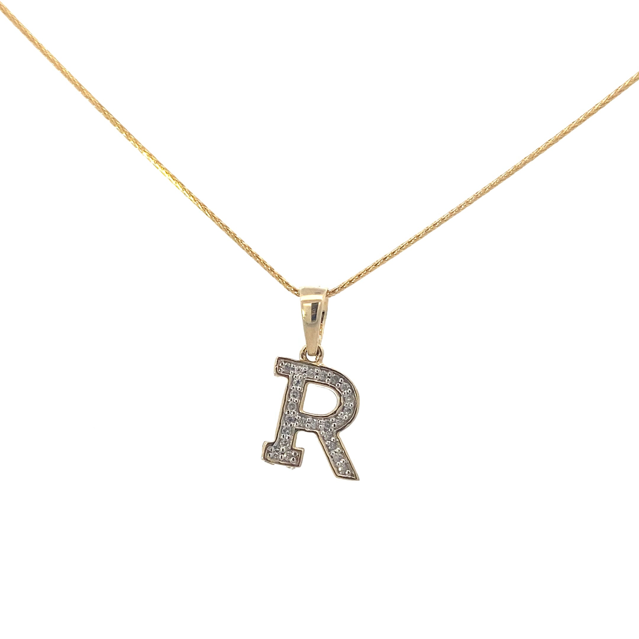 10K Yellow Gold 1/10CT. Diamond Initial Letter Pendant