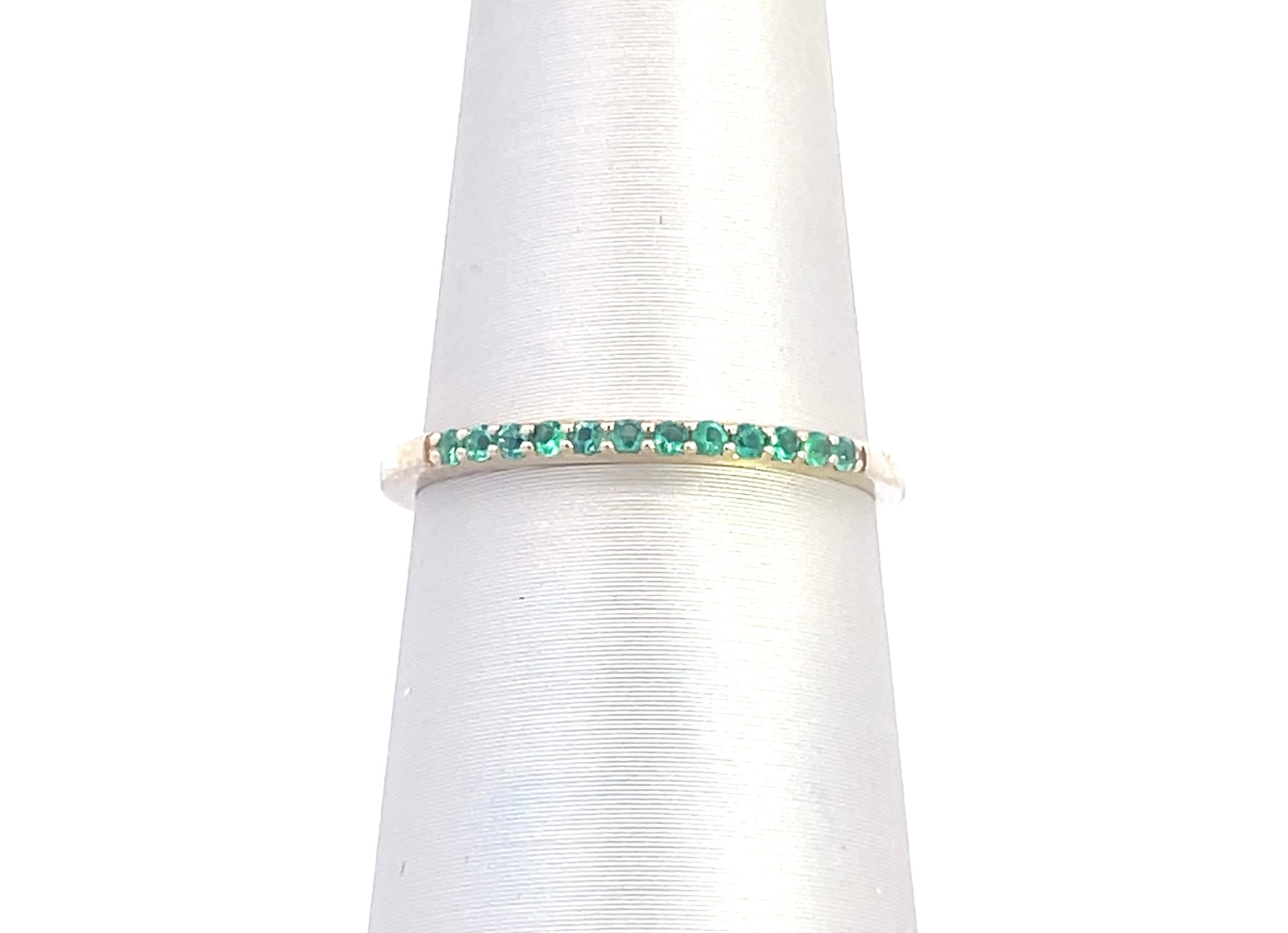 14K Yellow Gold Natural Emerald Band