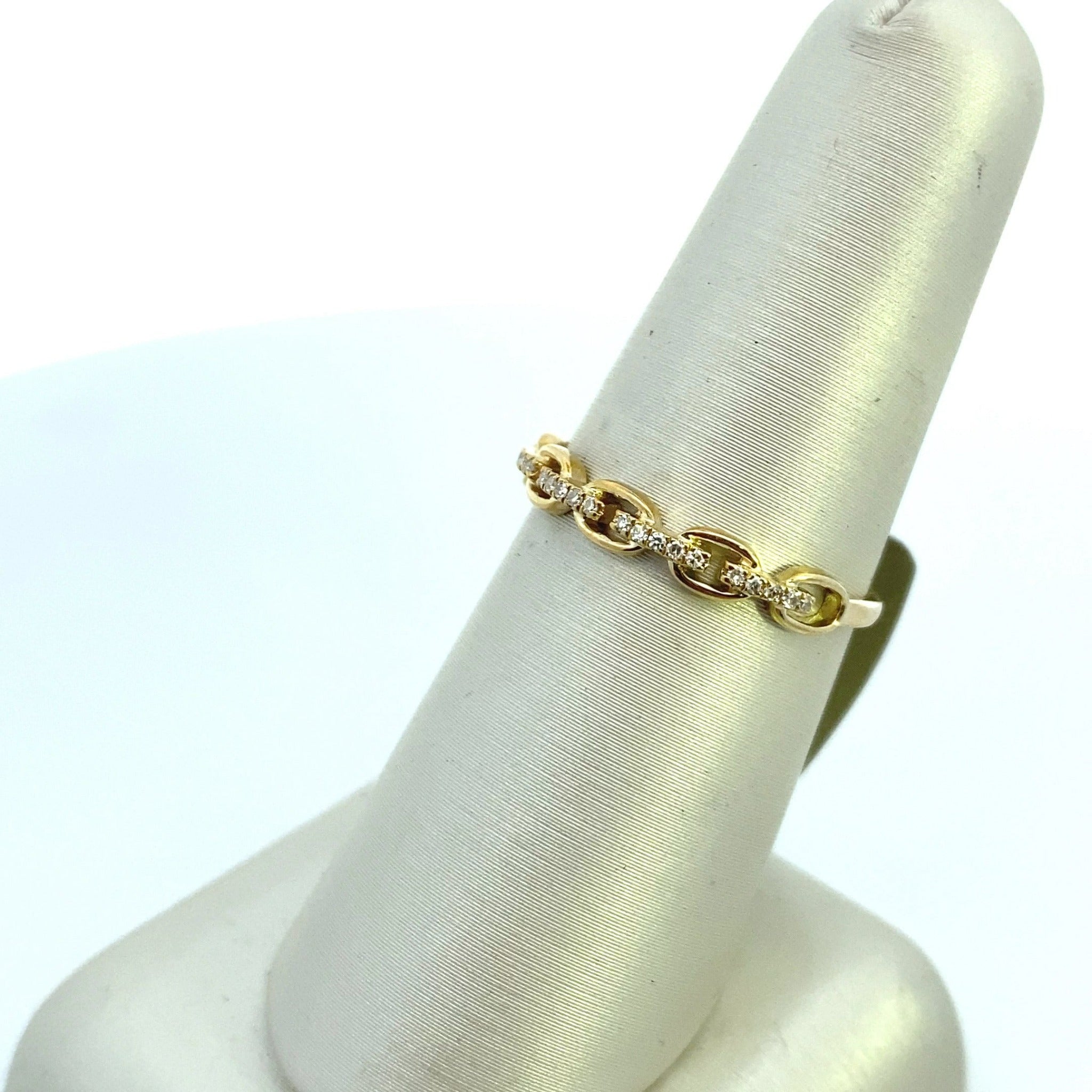 10K Yellow Gold 1/10CTW. Diamond Fancy-Link Fashion Ring