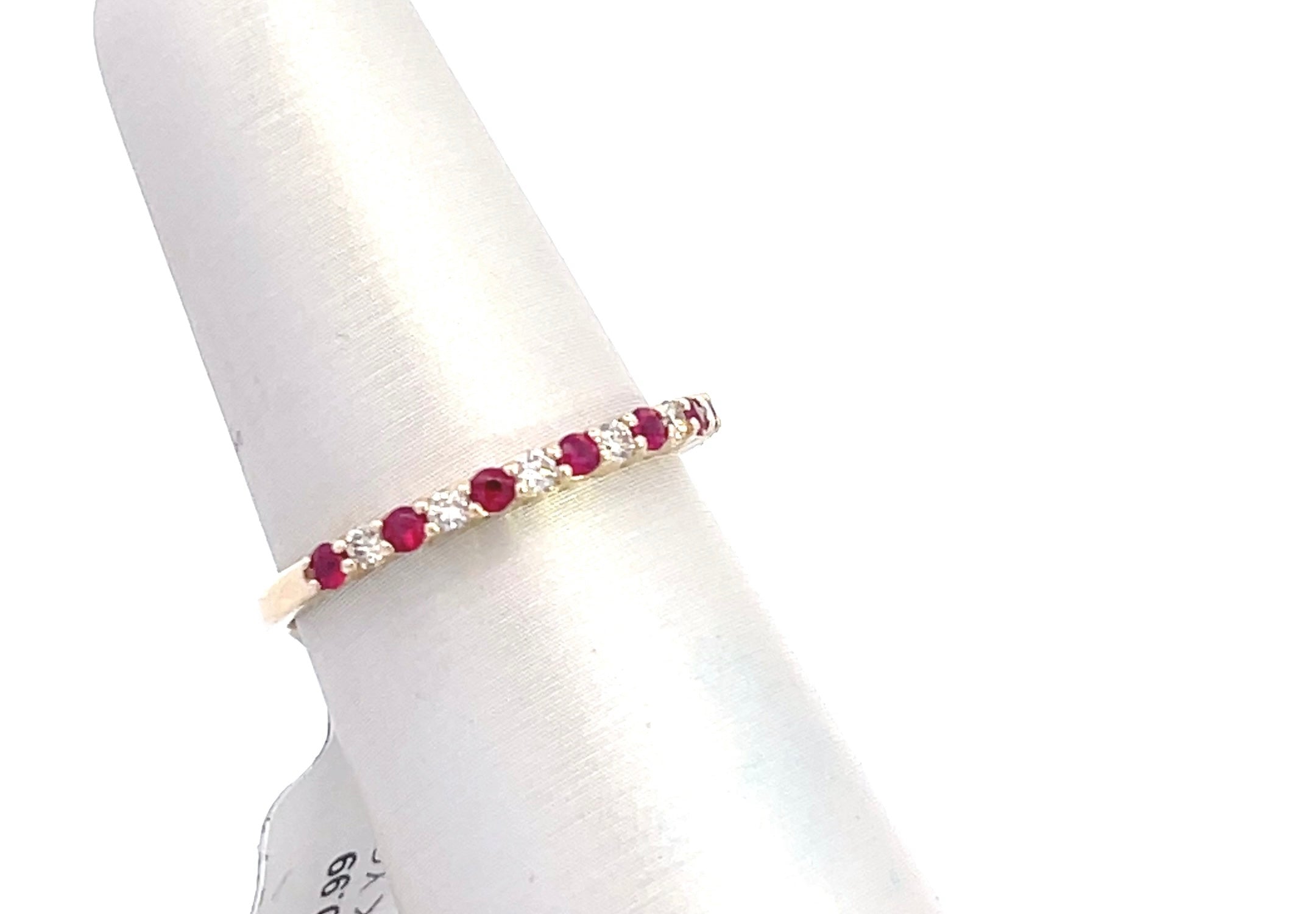 14K Yellow Gold 1/6CT. Diamond & Ruby Band