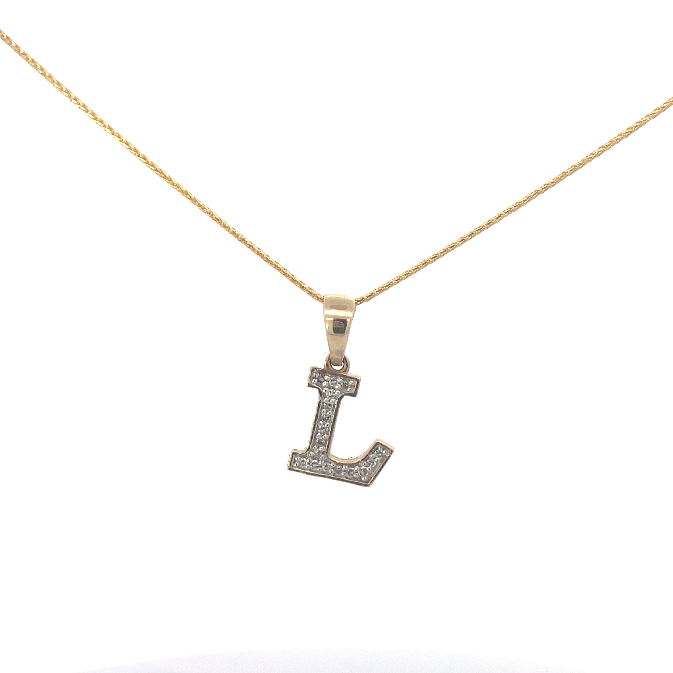 10K Yellow Gold 1/10CT. Diamond Initial Letter Pendant
