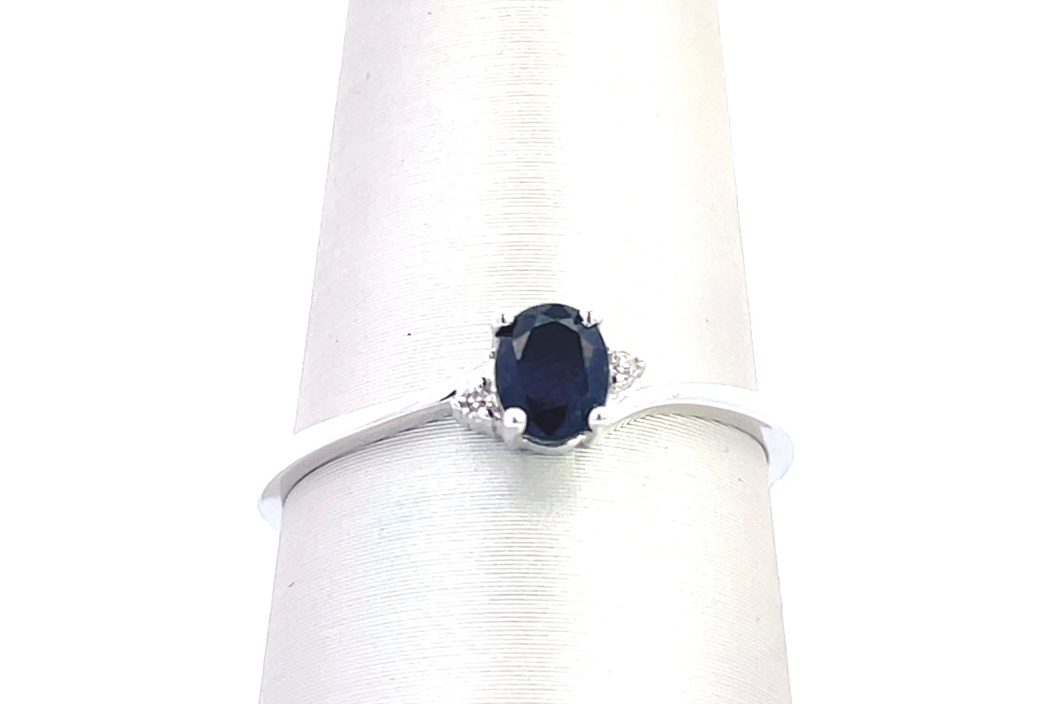 10K White Gold 0.01CT. Natural Sapphire & Diamond Ring