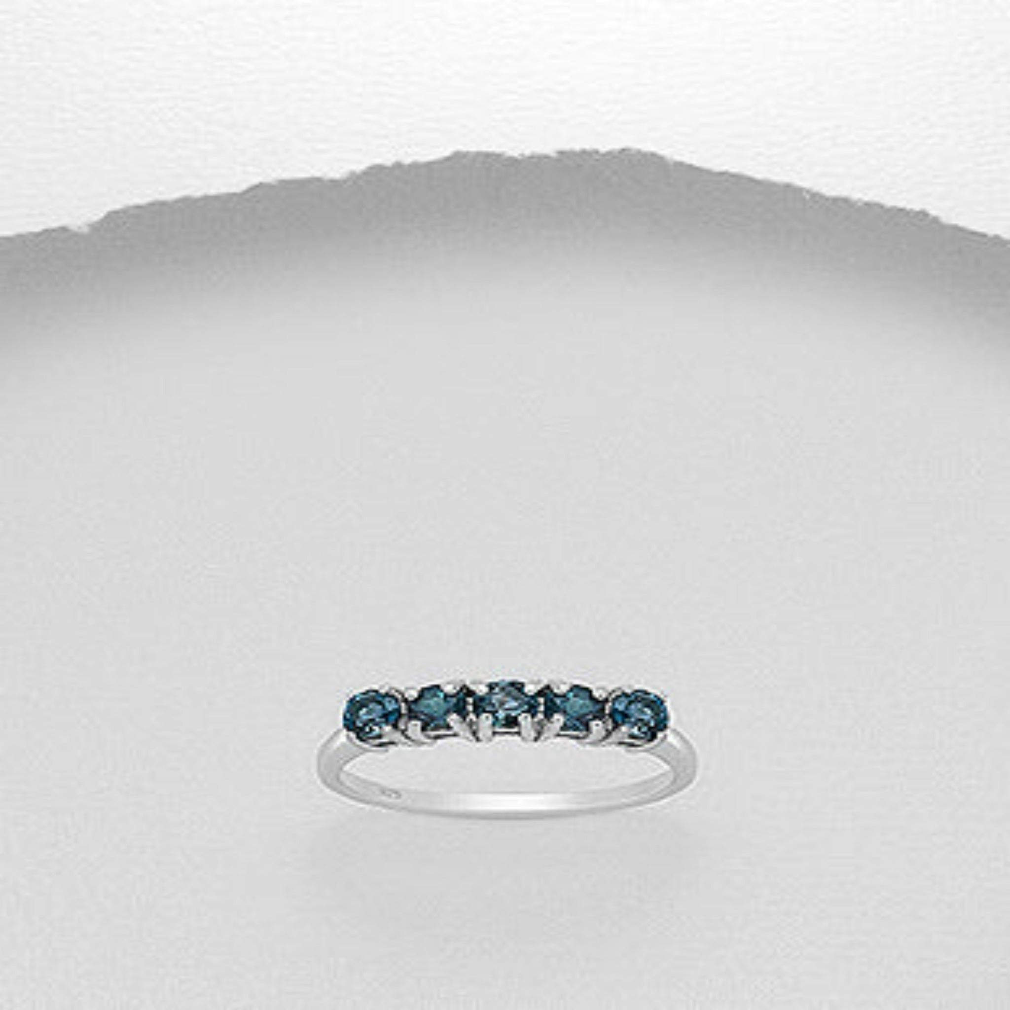 Sterling Silver London Blue Topaz Single-Row Ring