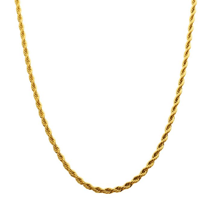 INOX 18K Gold-Plated Stainless Steel 4MM 20" Rope Chain
