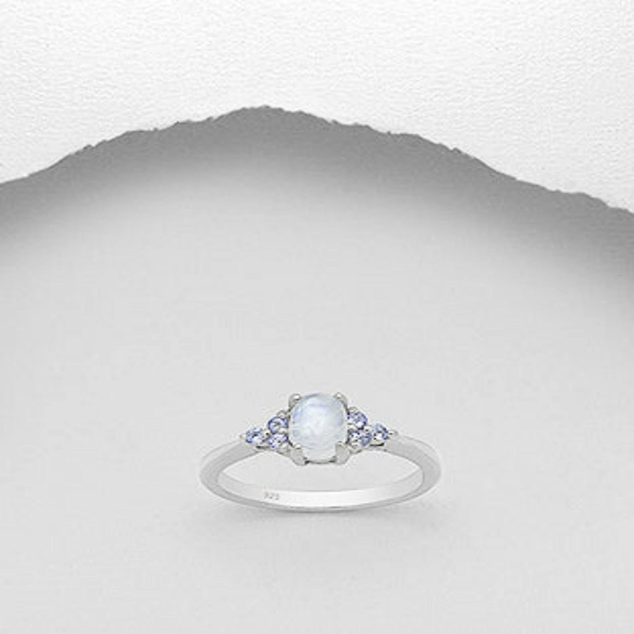 Sterling Silver Rainbow Moonstone & Tanzanite Ring
