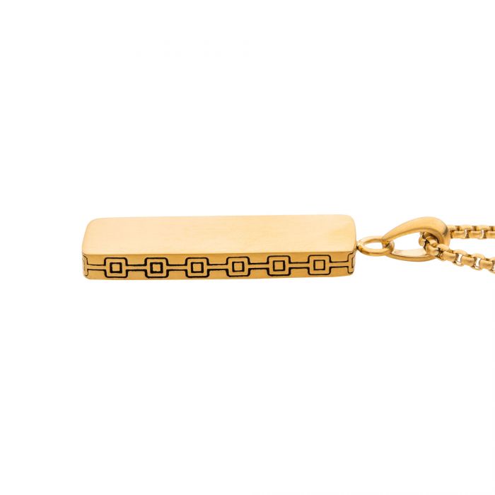 INOX 18K Gold-Plated Engravable Pendant with Box Chain