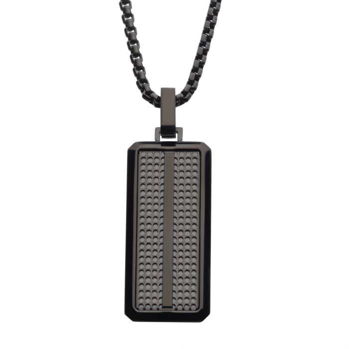 INOX Black IP Plated Streamline Pendant Box Chain Necklace