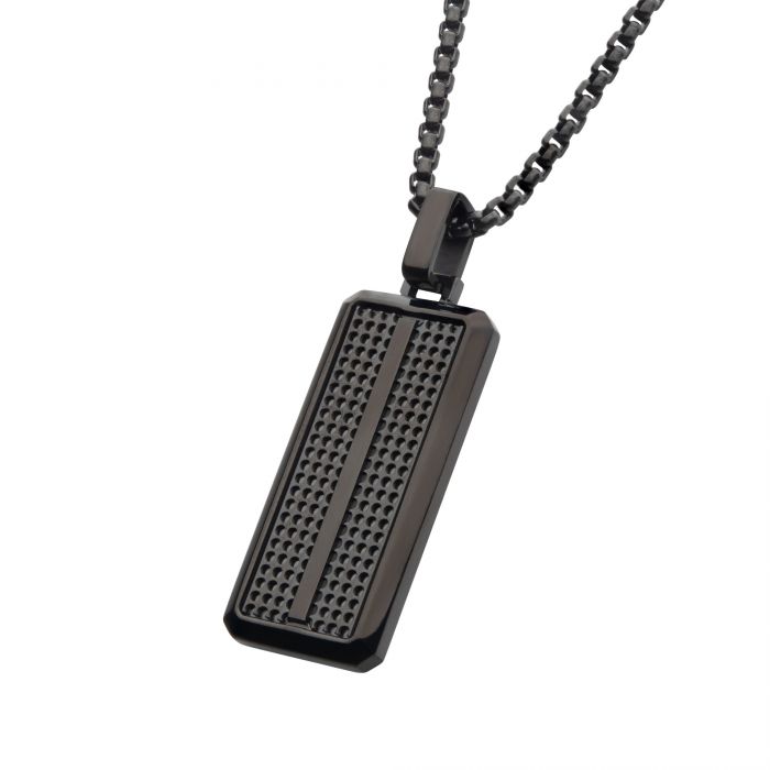 INOX Black IP Plated Streamline Pendant Box Chain Necklace
