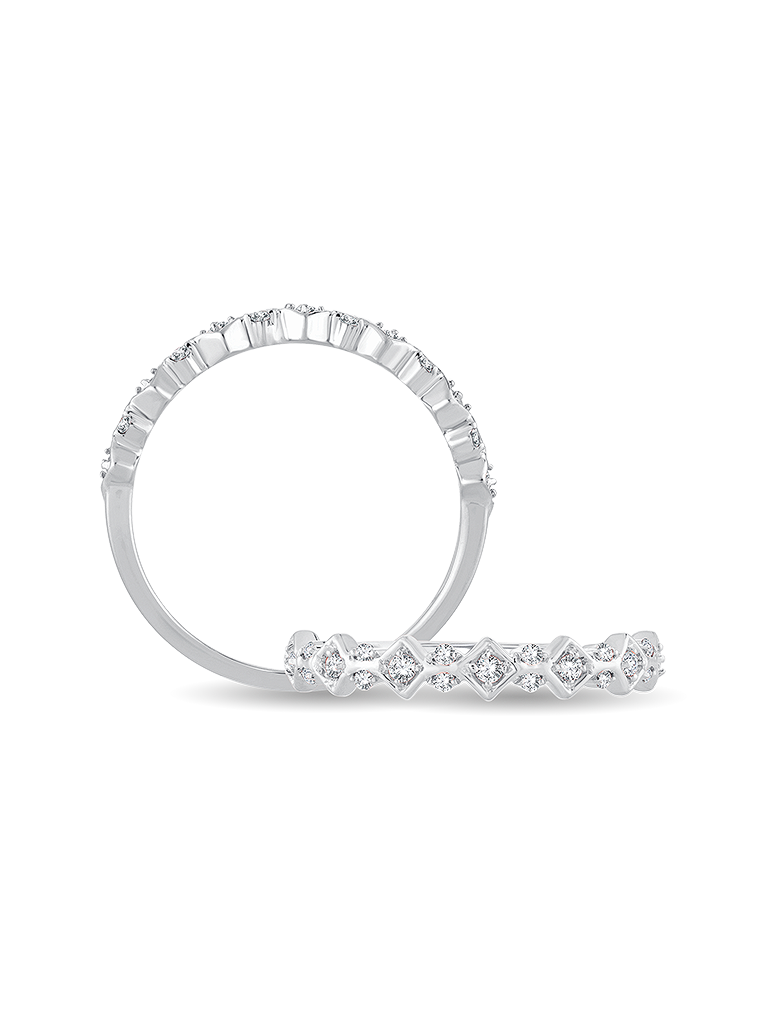 14K White Gold 1/6CT. Diamond Sculptural Band