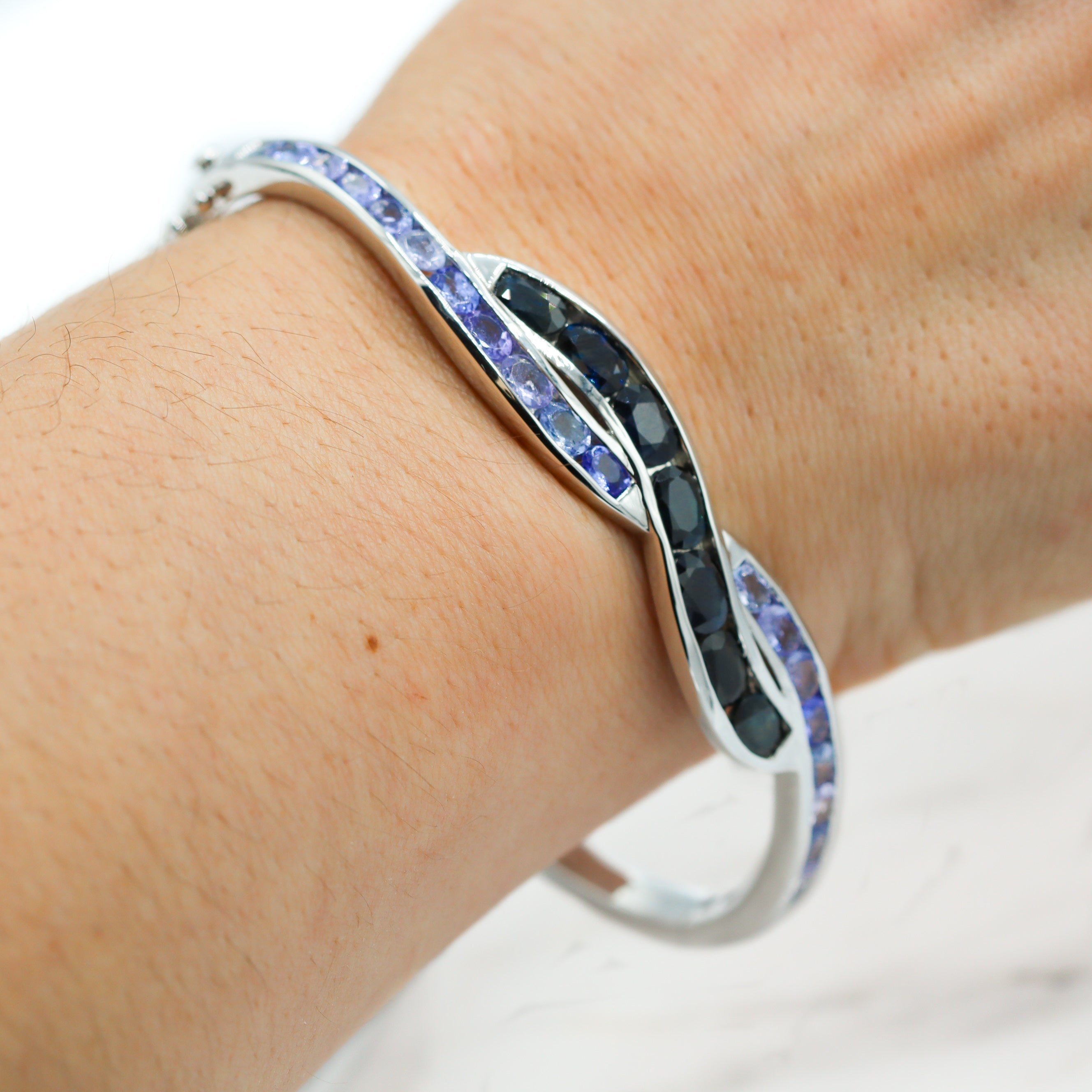 Custom Silver Tanzanite & Sapphire Bracelet