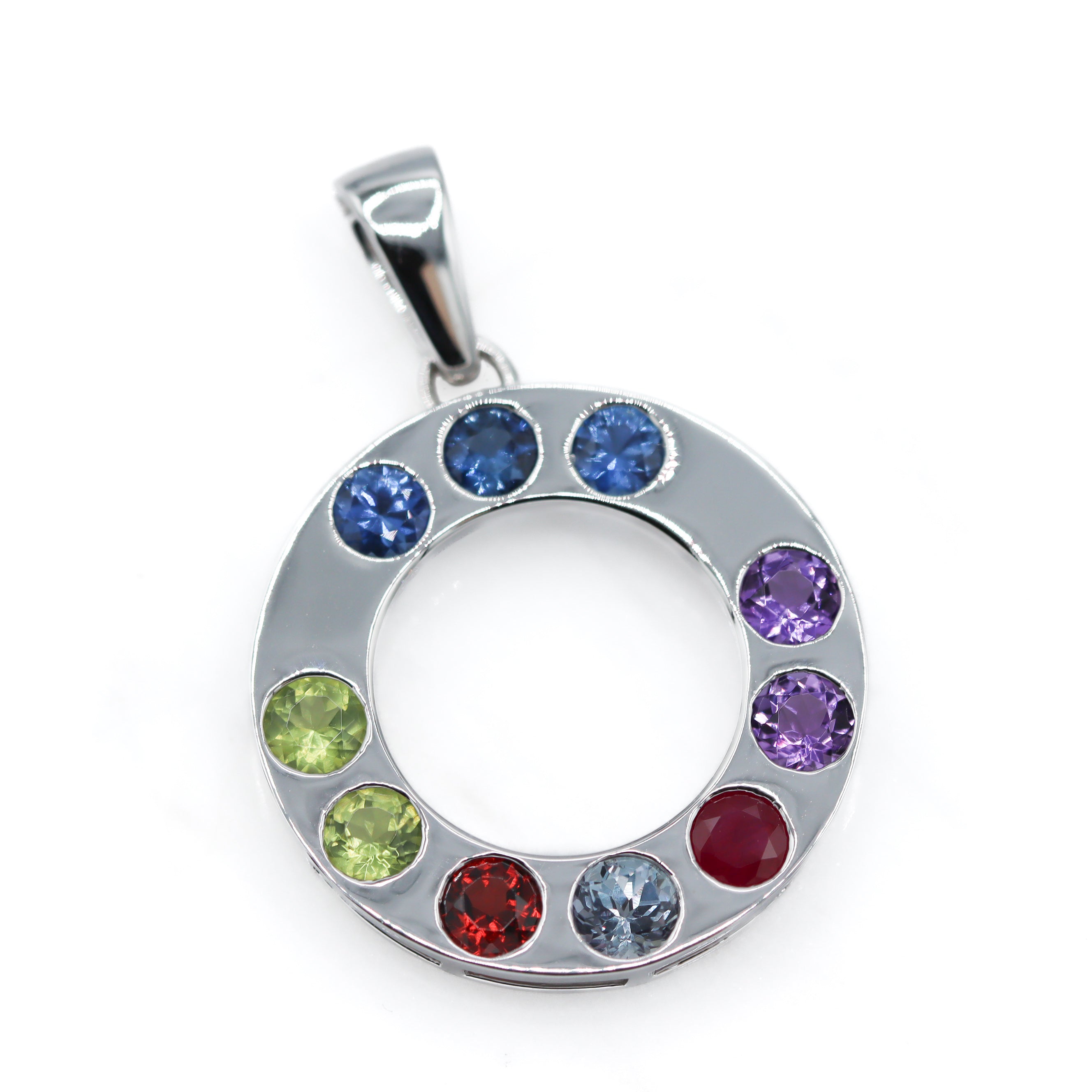 White Gold Family Birthstone Pendant