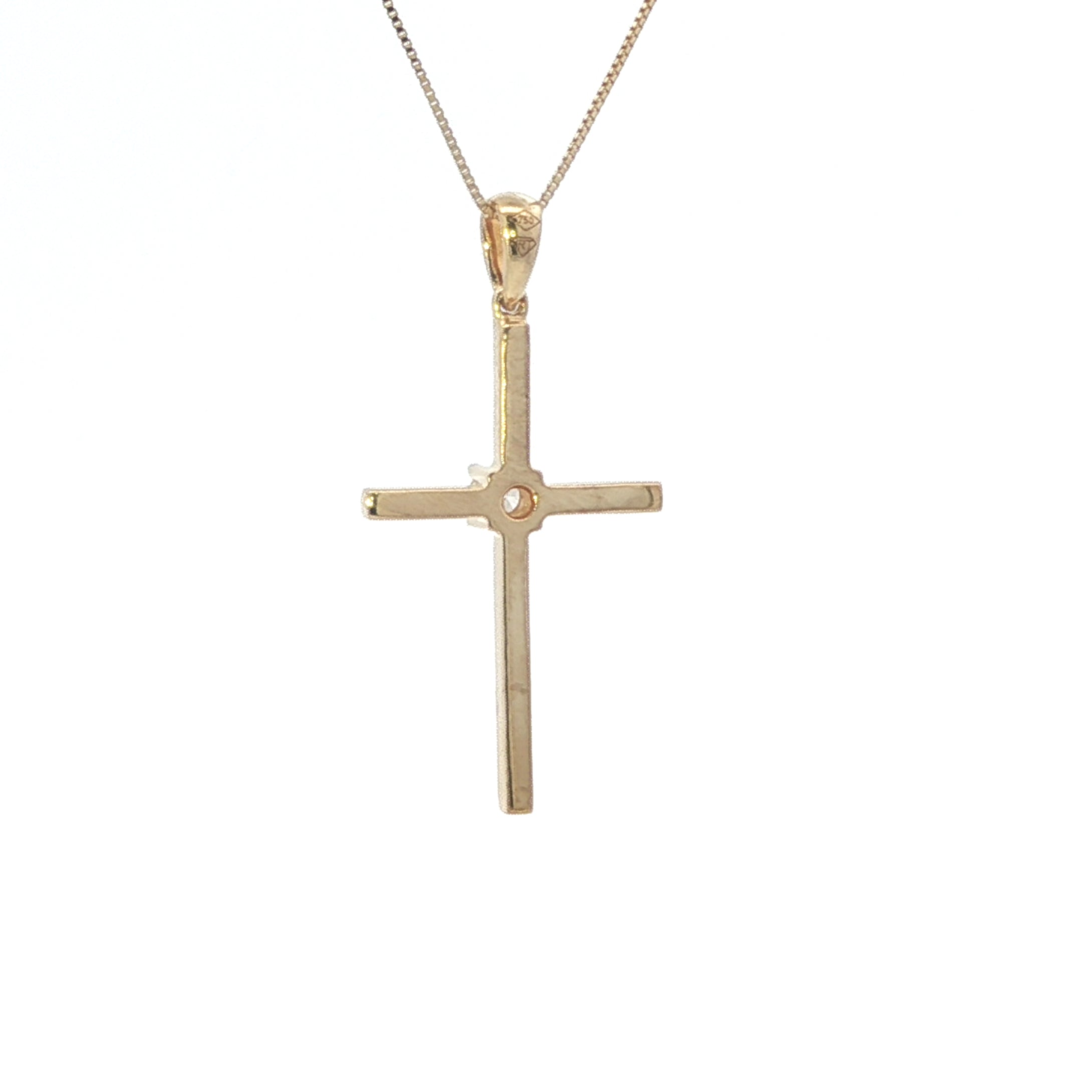Estate Collection: 18K Yellow Gold Diamond Accented Cross Pendant without Chain