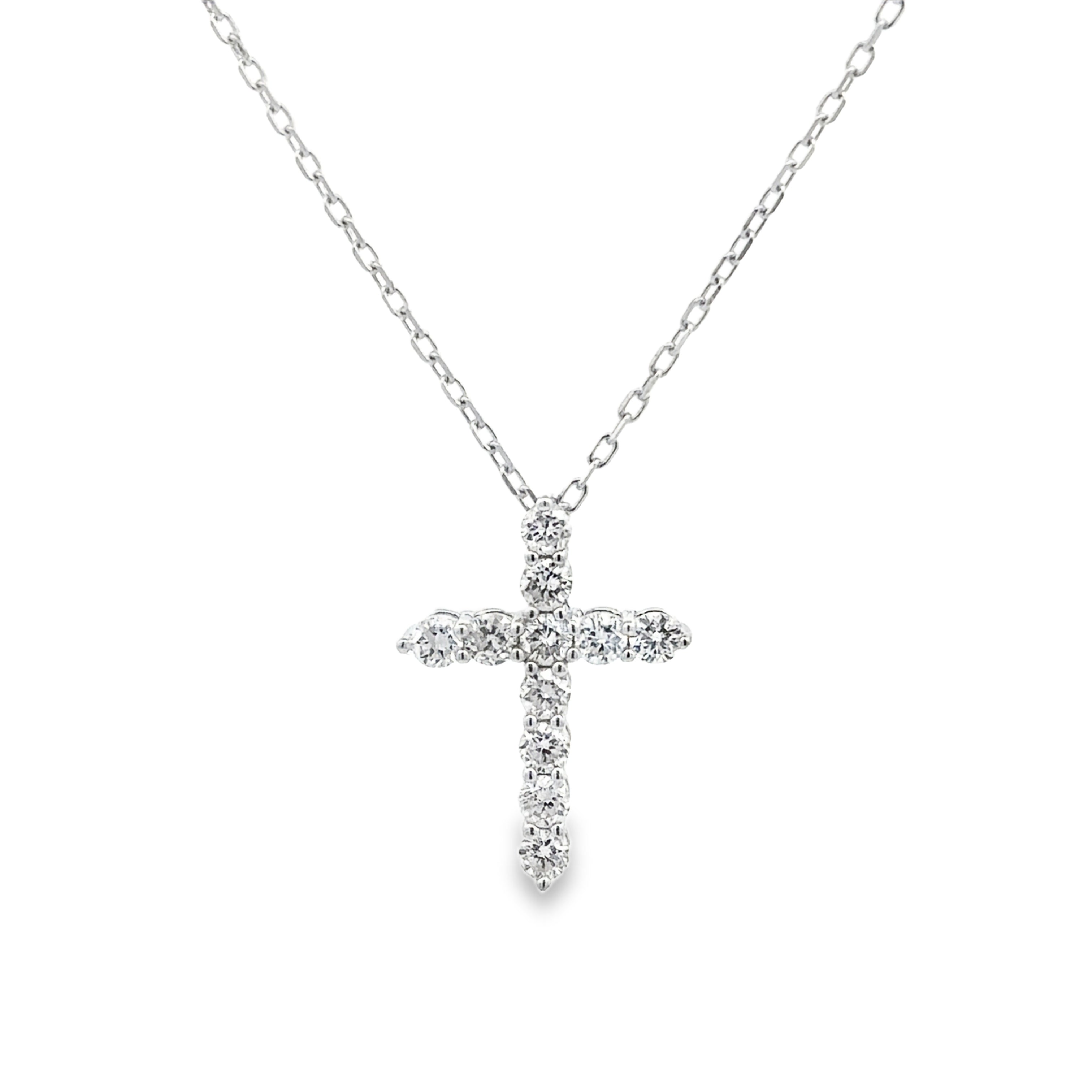 Front view of cross pendant necklace