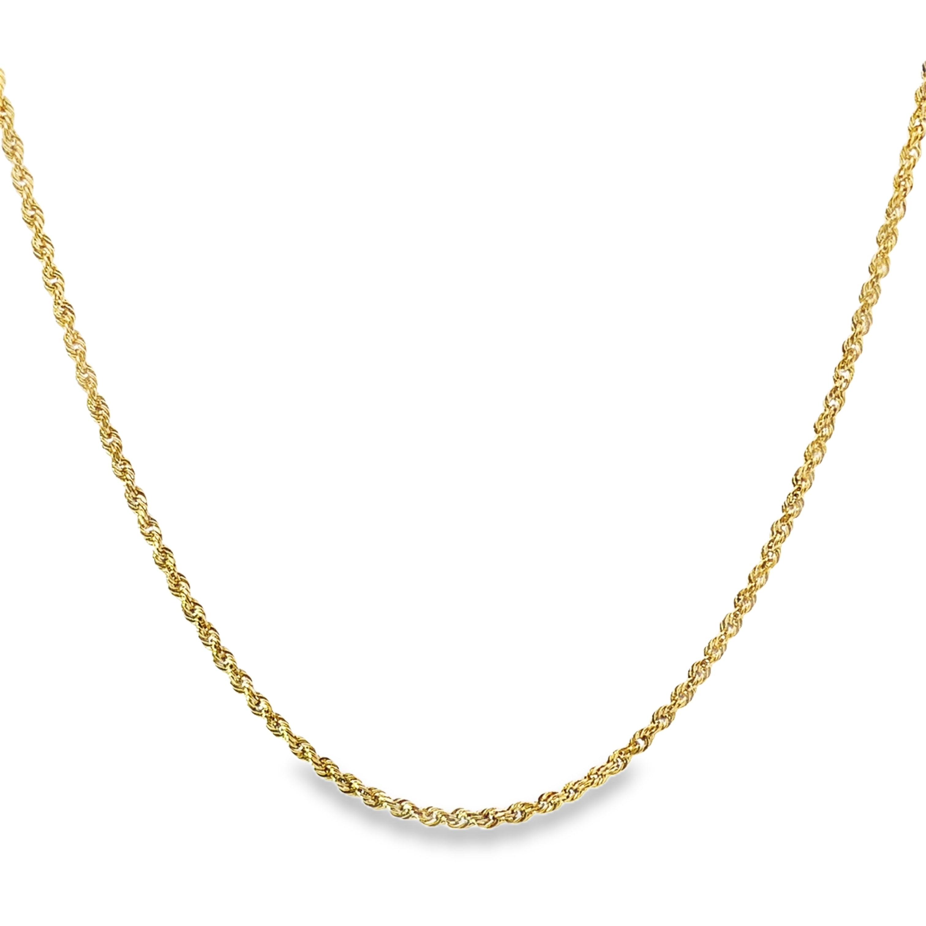 10K Yellow Gold 20" 2.8MM Diamond Cut Rope Chain on white background.