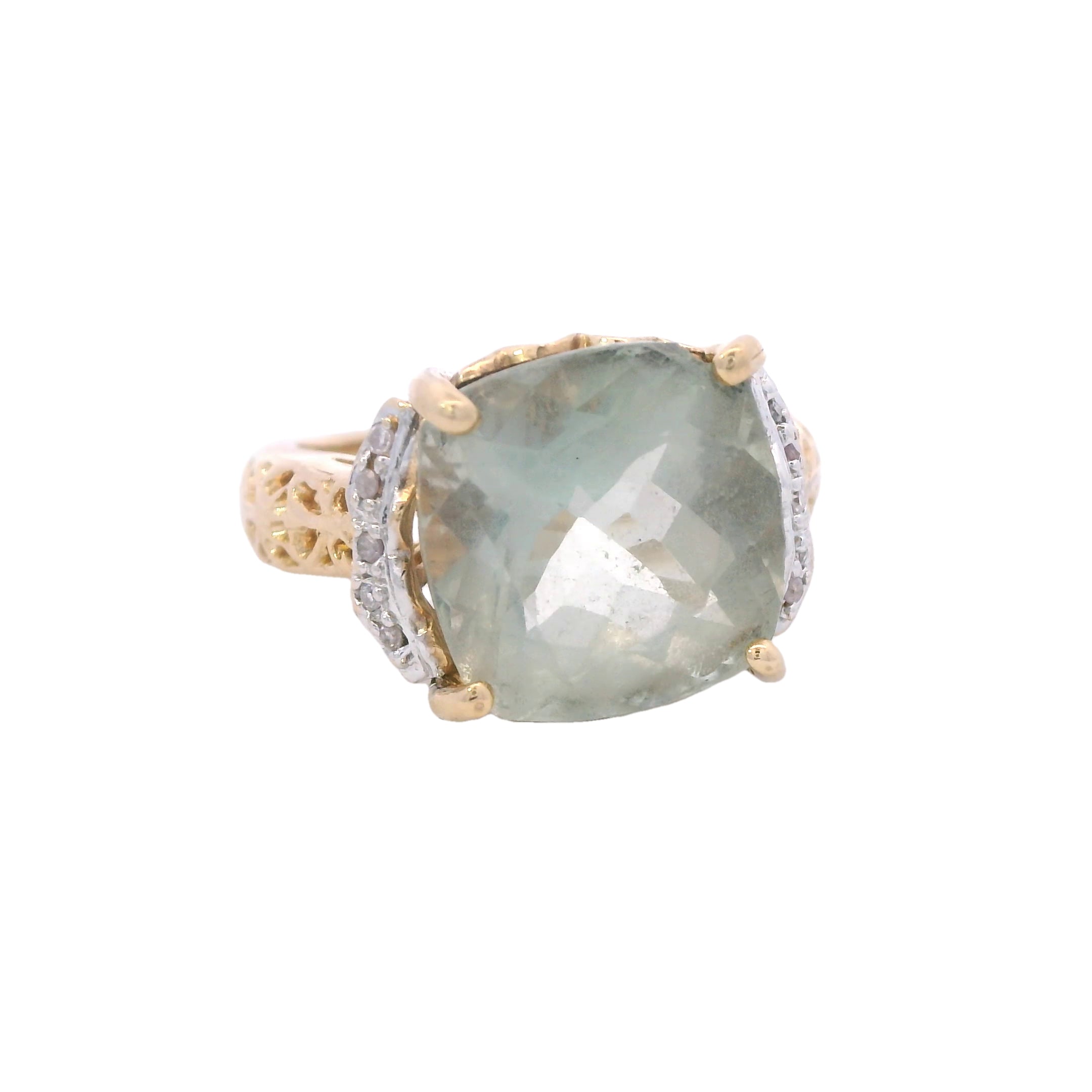 Estate Collection: 14K Yellow Gold Green Amethyst Statement Ring