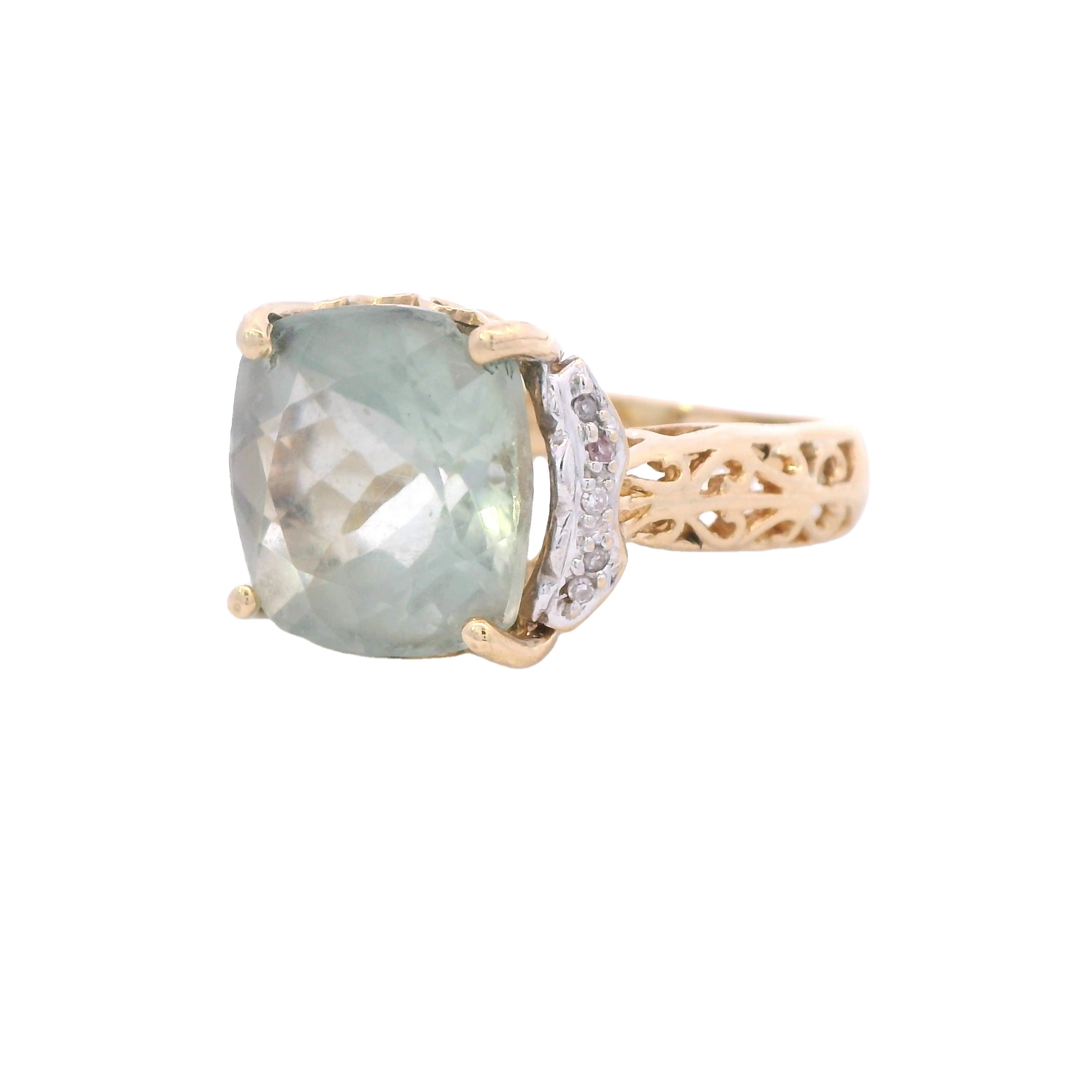 Estate Collection: 14K Yellow Gold Green Amethyst Statement Ring