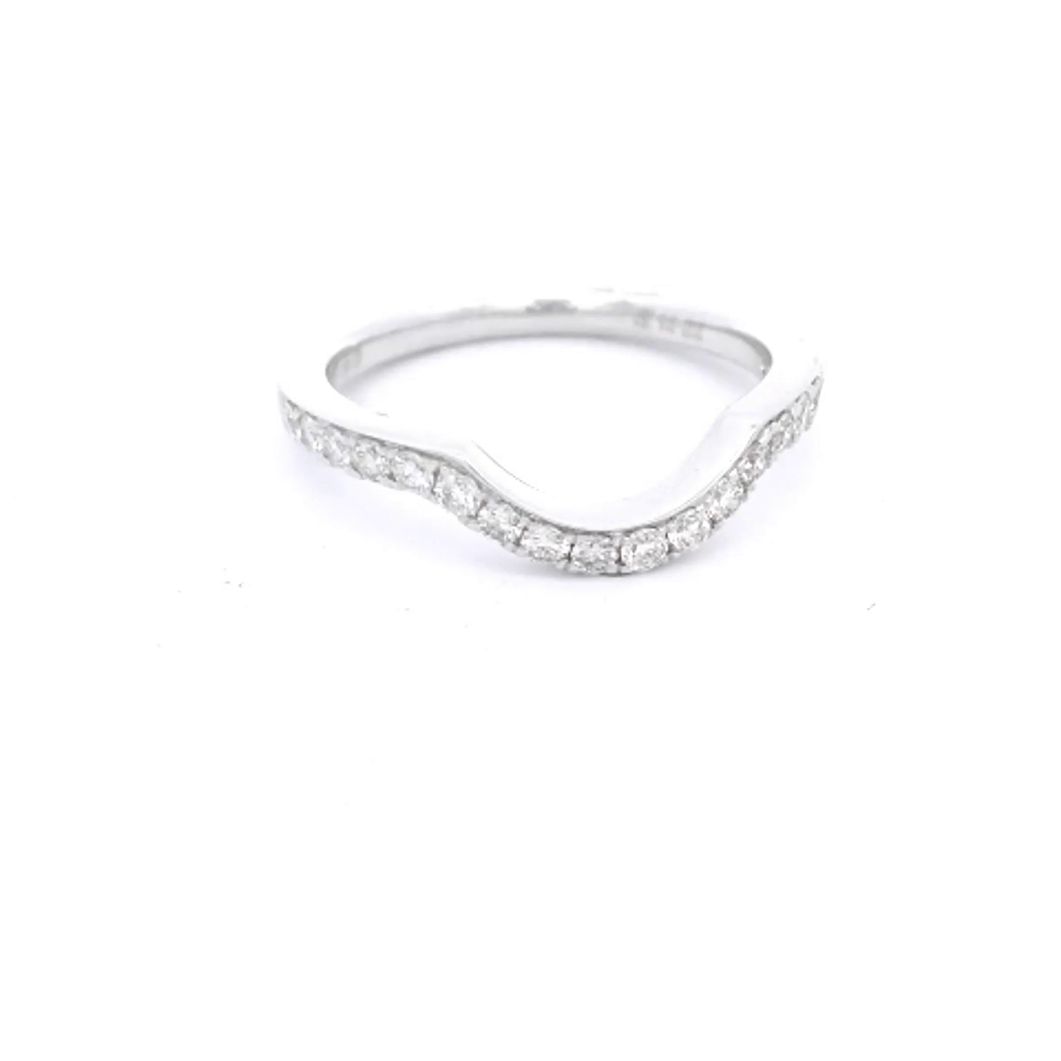 14K White Gold 3/8CT. Diamond Curved Wedding Band