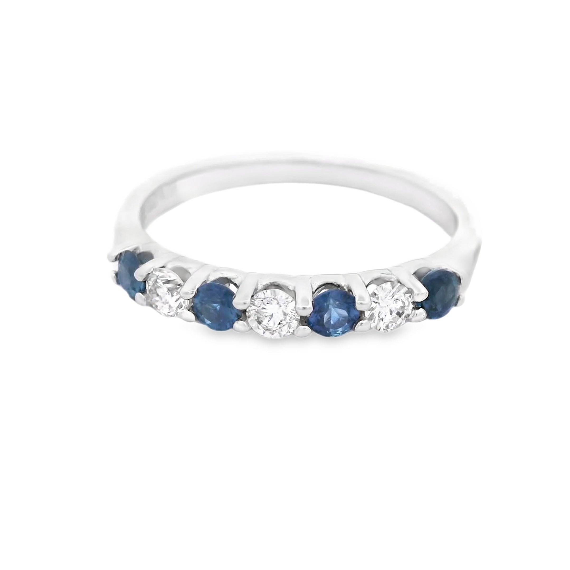 14K White Gold 3/8CT. Sapphire and 1/5CT. Diamond Stackable Ring