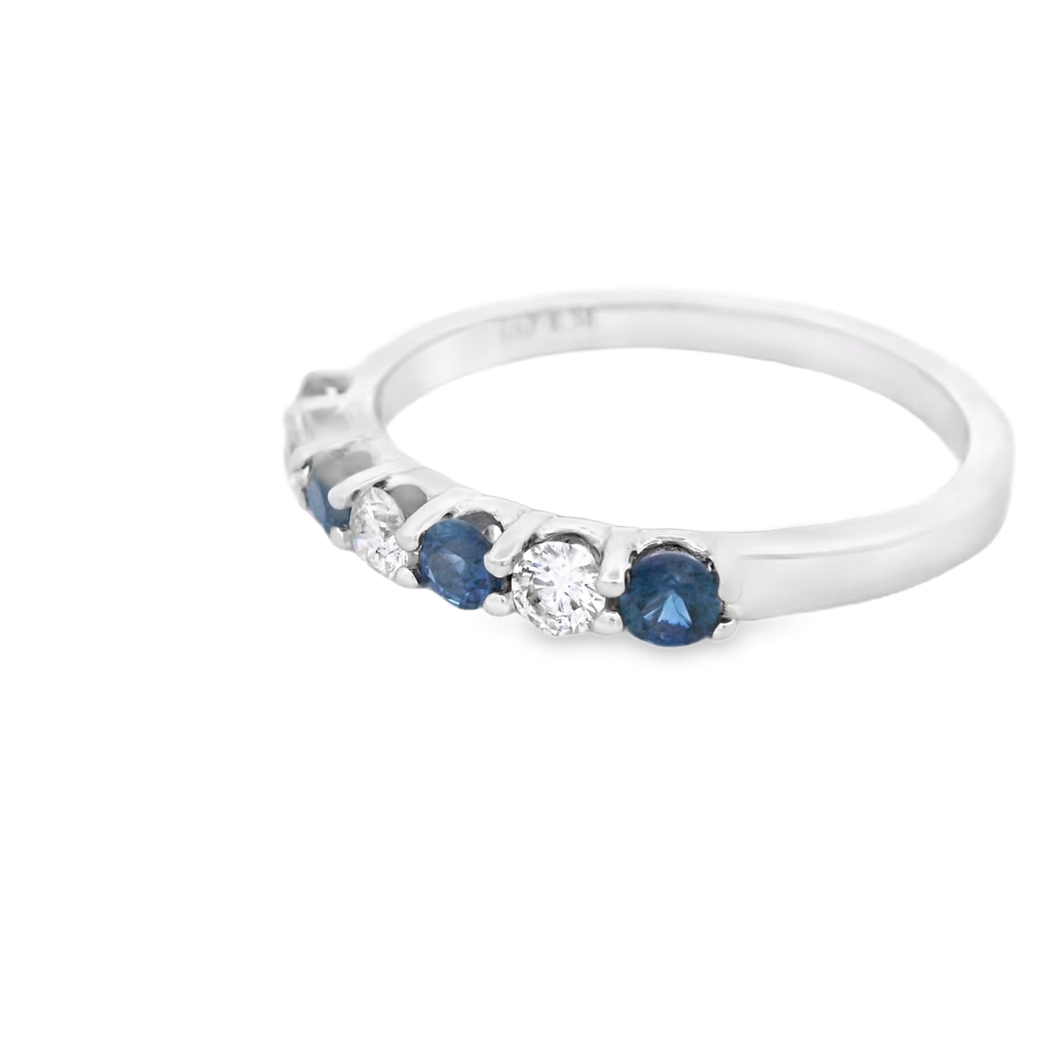 14K White Gold 3/8CT. Sapphire and 1/5CT. Diamond Stackable Ring