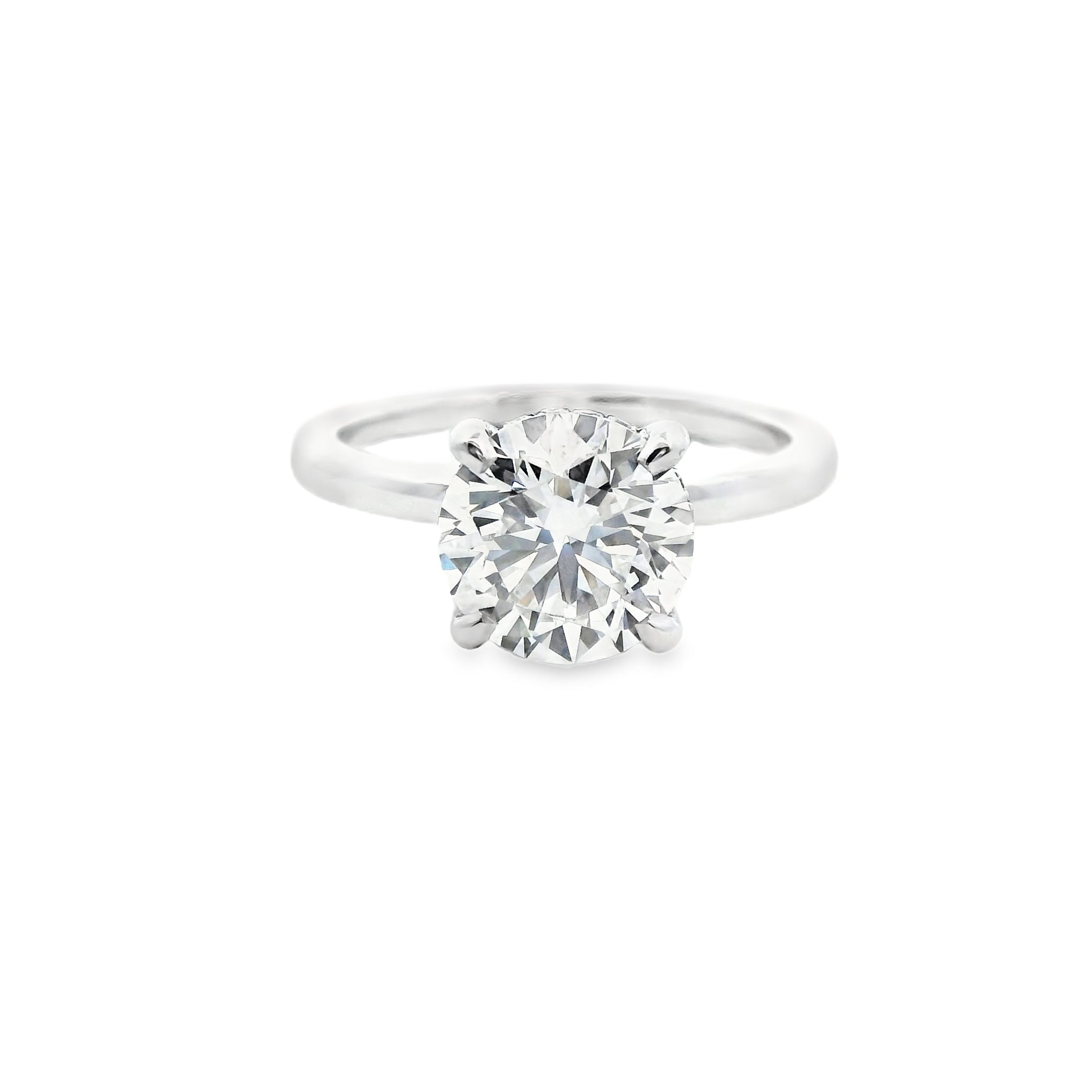 14K White Gold Certified 2CT. Round Lab-Grown Diamond Engagement Ring