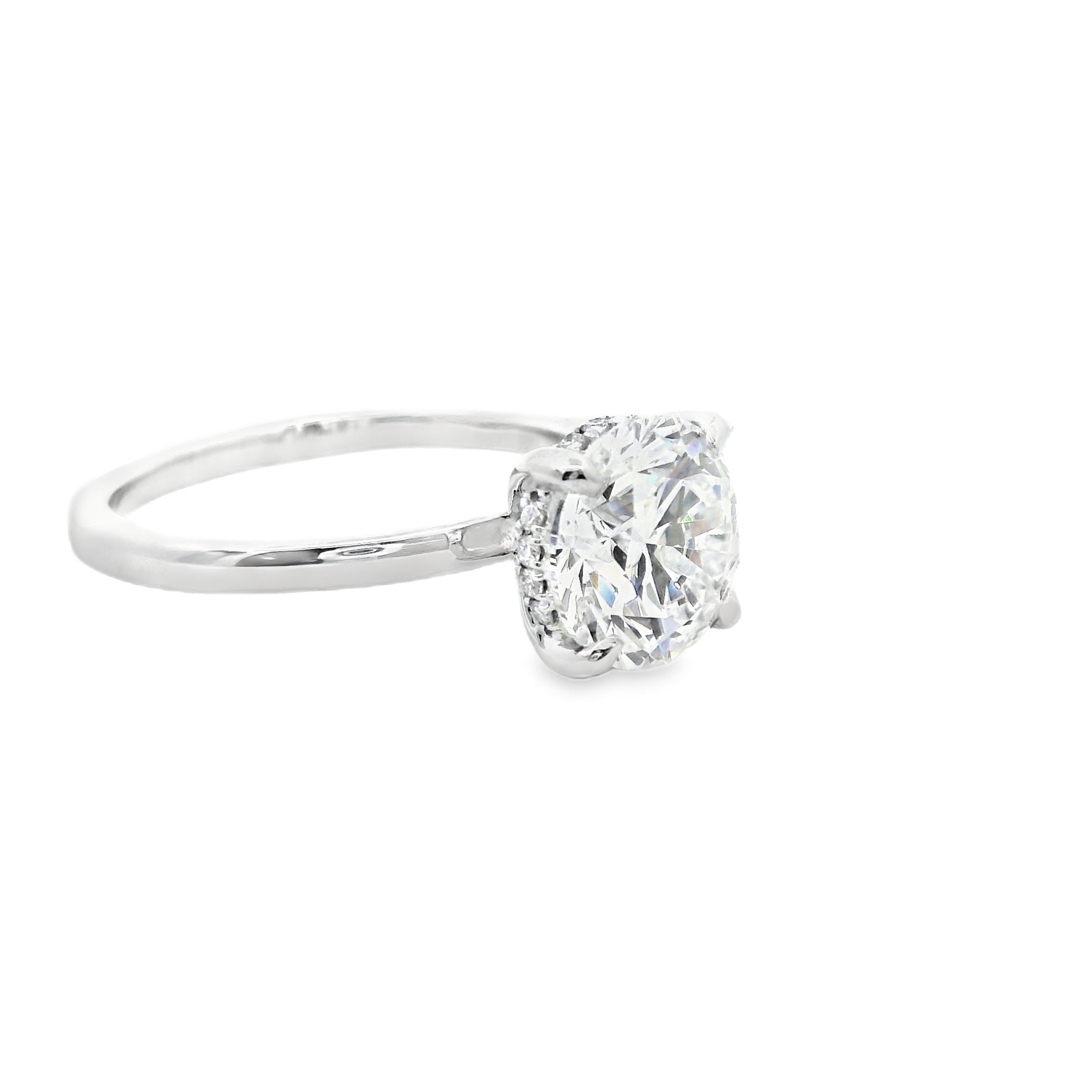 14K White Gold Certified 2CT. Round Lab-Grown Diamond Engagement Ring