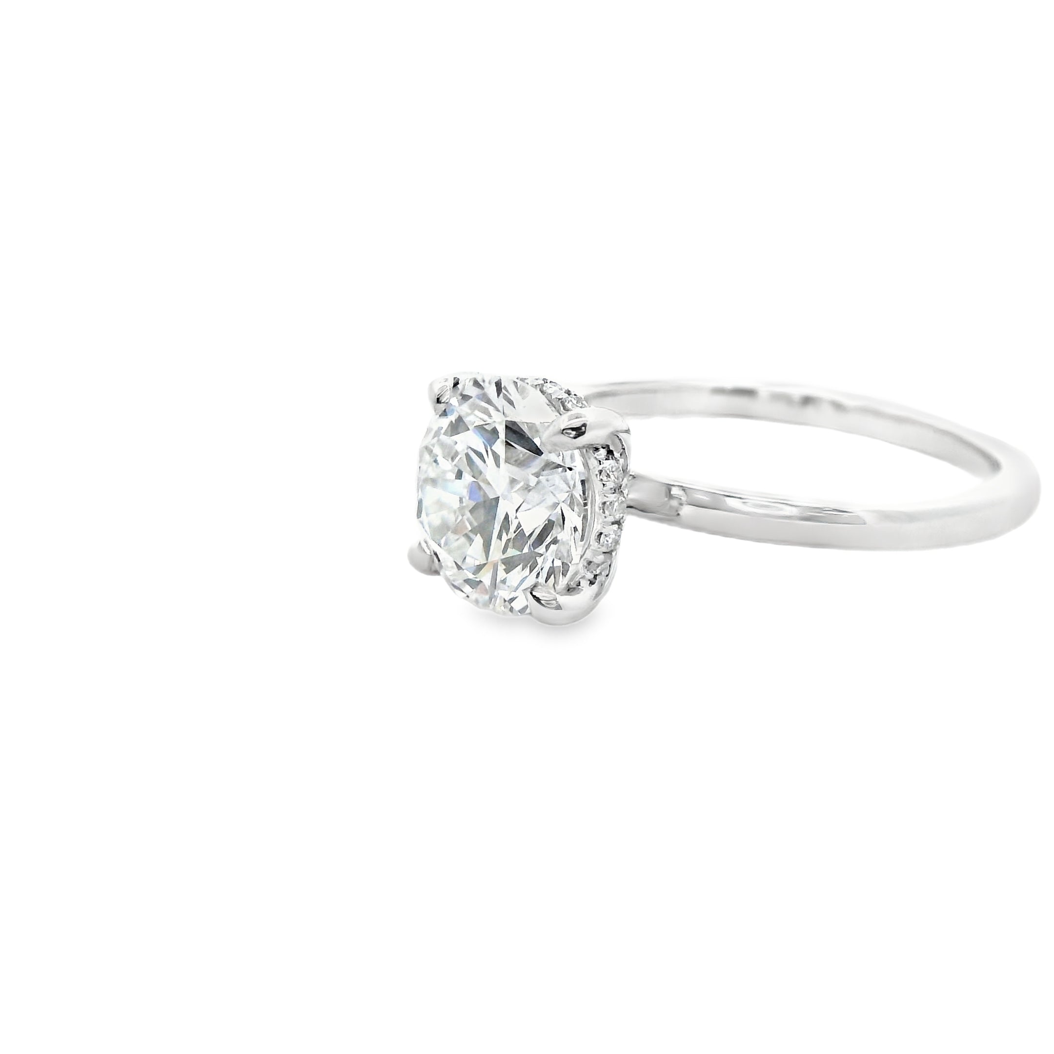 14K White Gold Certified 2CT. Round Lab-Grown Diamond Engagement Ring