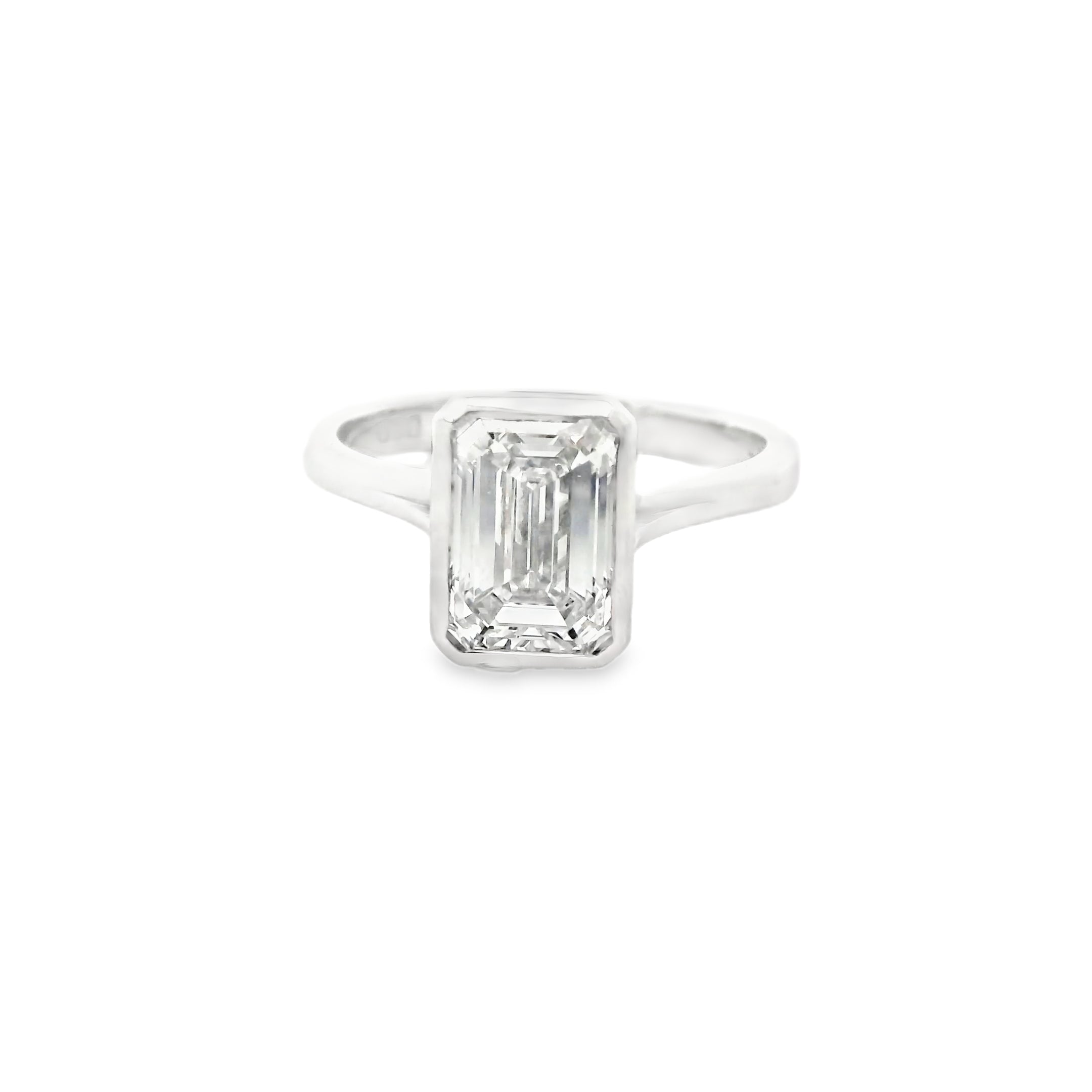 Certified 14K White Gold 2.0ct Emerald Cut Lab-Grown Diamond Engagement Ring