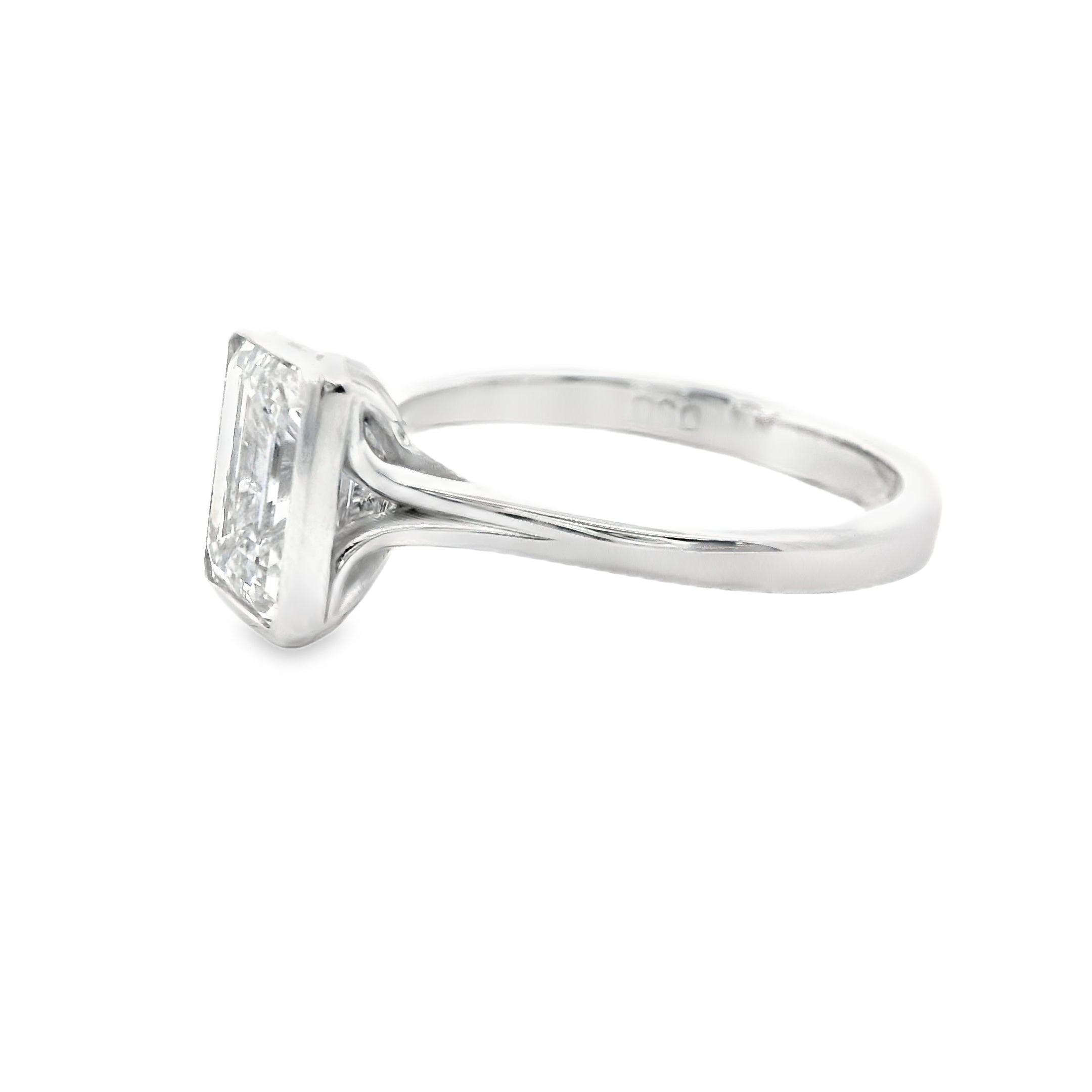 Certified 14K White Gold 2.0ct Emerald Cut Lab-Grown Diamond Engagement Ring