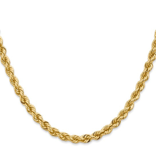 10K Yellow Gold Hollow 22" 5MM Diamond-Cut Rope Chain