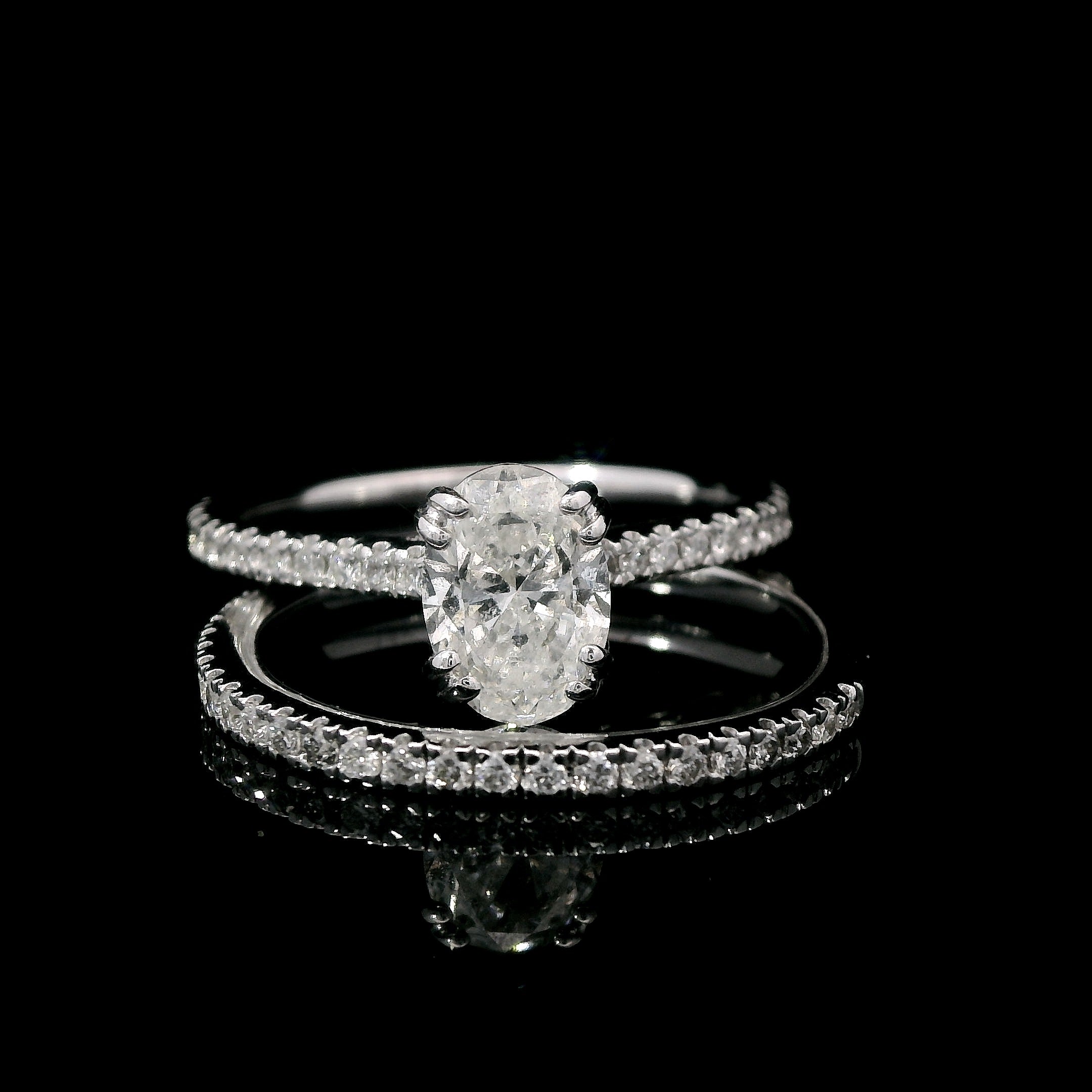 Certified 14K White Gold 1.50ctw. Diamond Engagement Ring With band