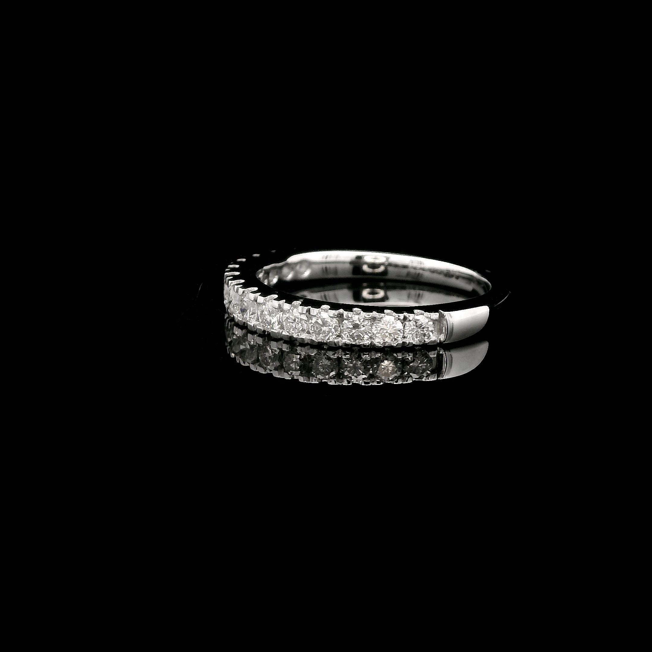 14K White Gold .55CT. 14 Stone Round Diamond Band