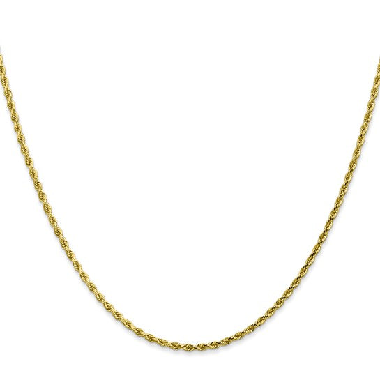 Curved image of 10K Yellow Gold 2.5MM 22" Solid Diamond-Cut Rope Chain