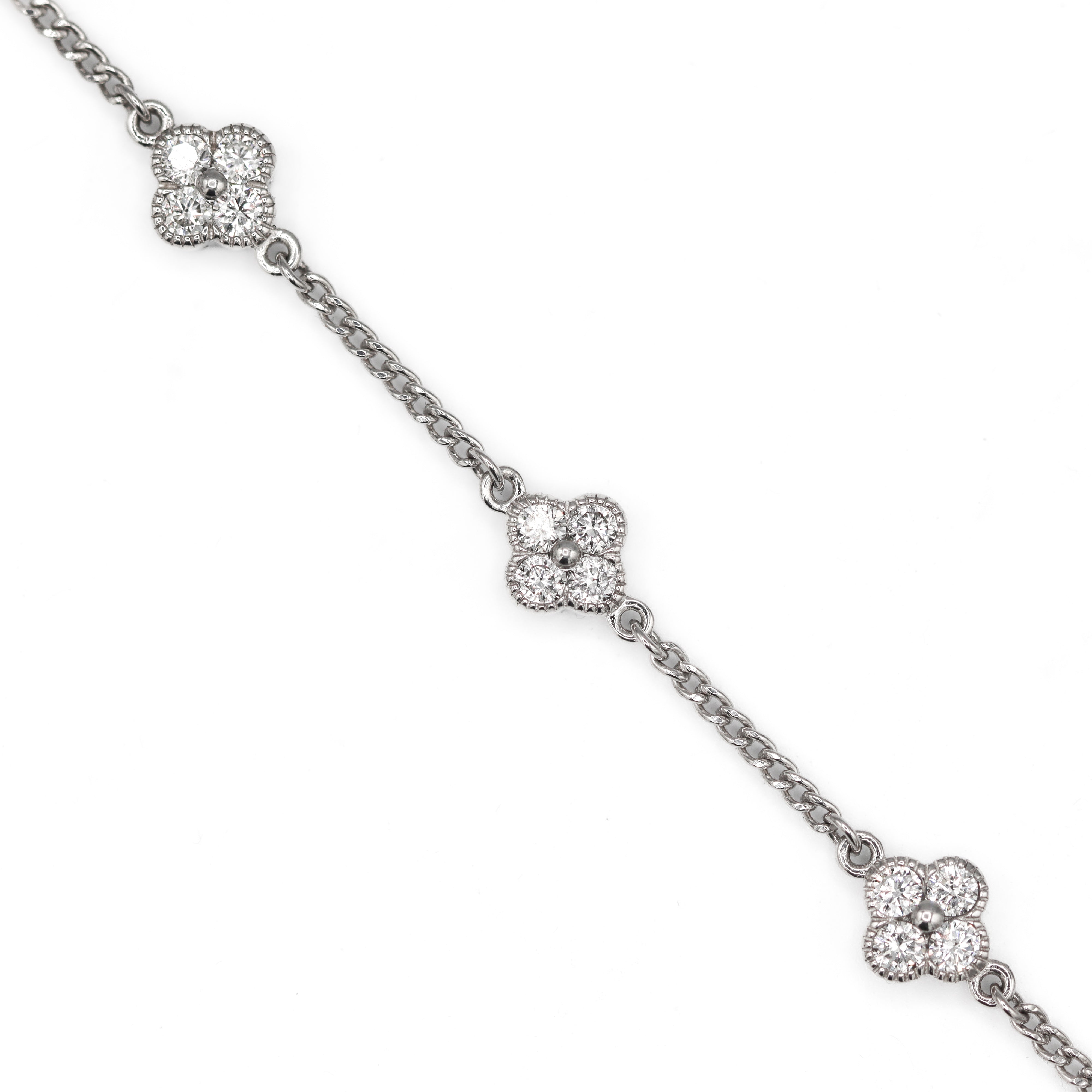 Sterling Silver 1.5CTW. Lab-Grown Diamond Clover Style Bracelet