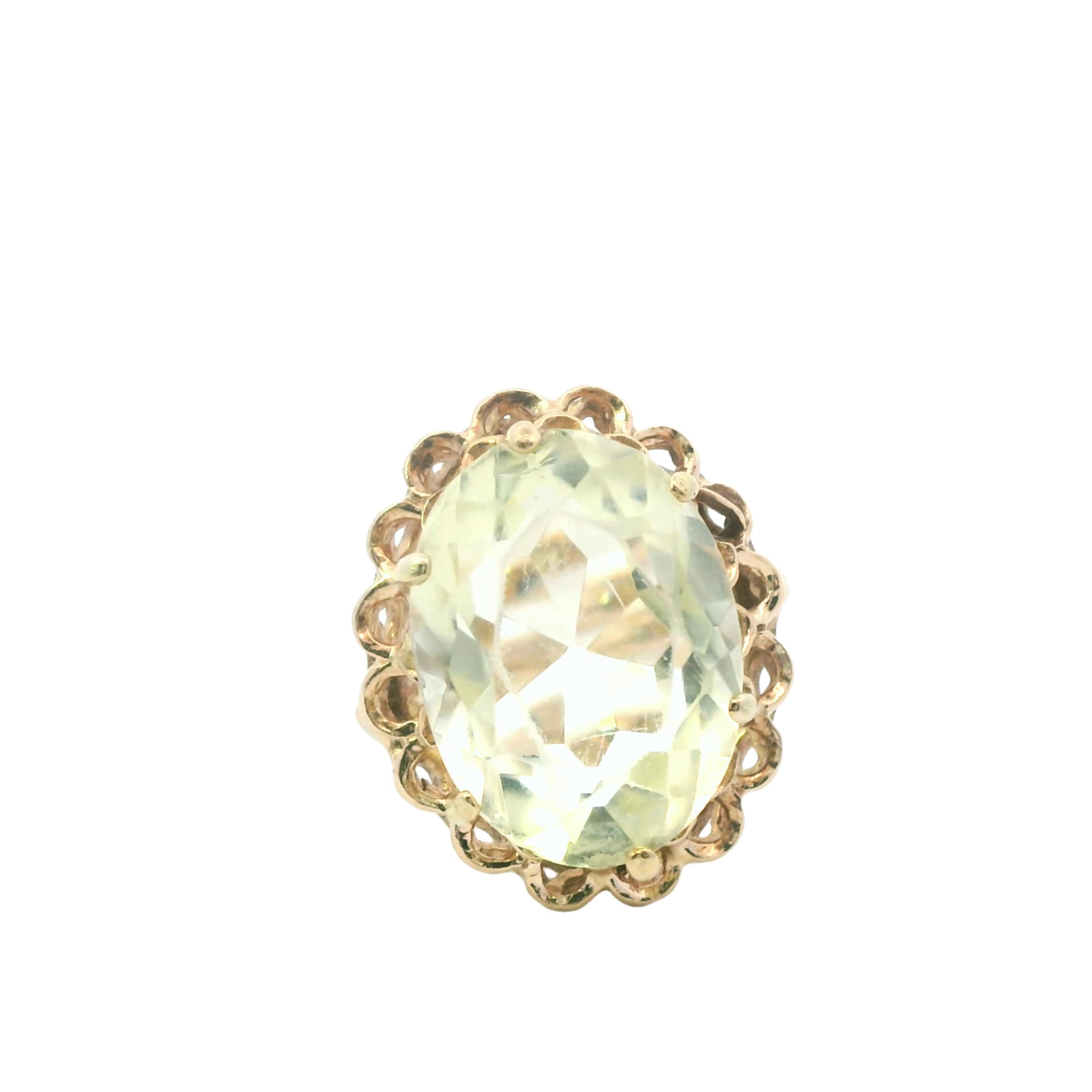 Estate Collection: 10K Yellow Gold Oval-Cut Green Stone Ring