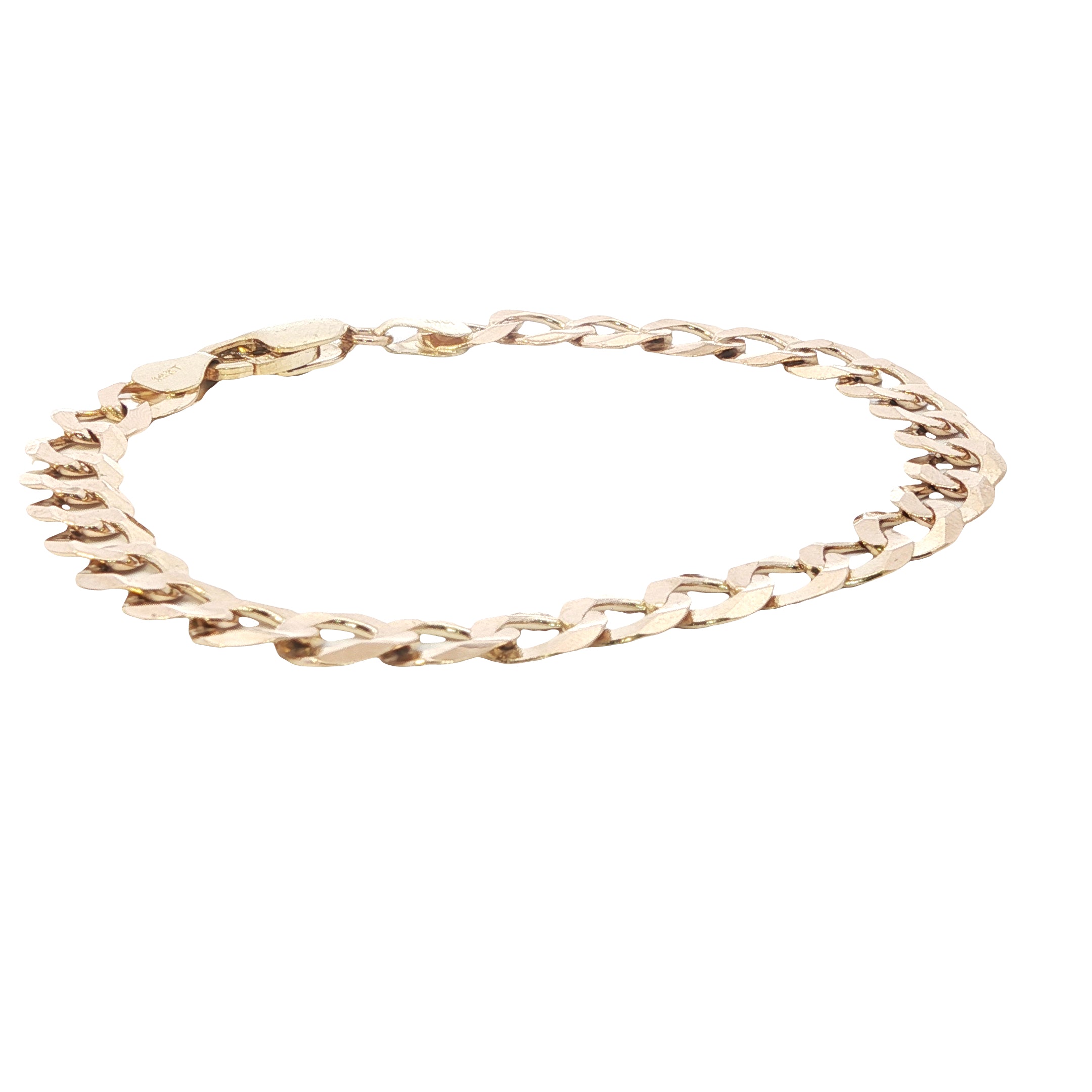 Gold chain bracelet on a white background