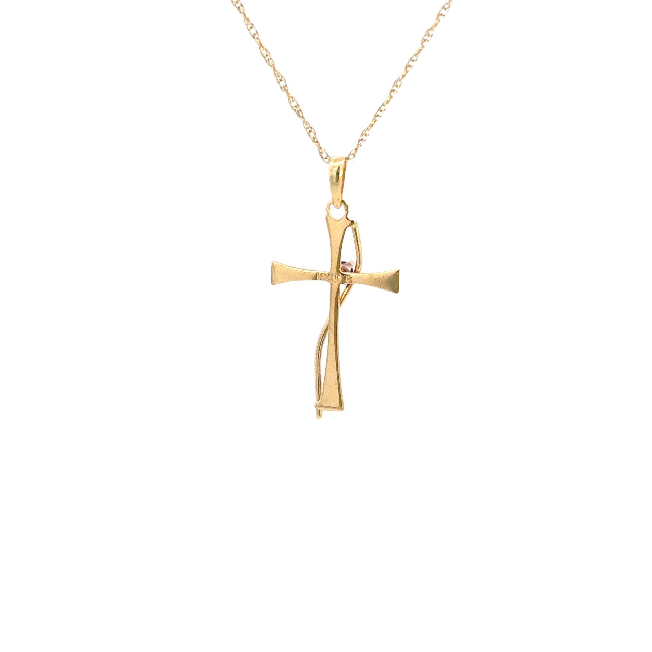 Estate Collection: 10K Yellow Gold Cross with Diamond Accent Pendant Necklace