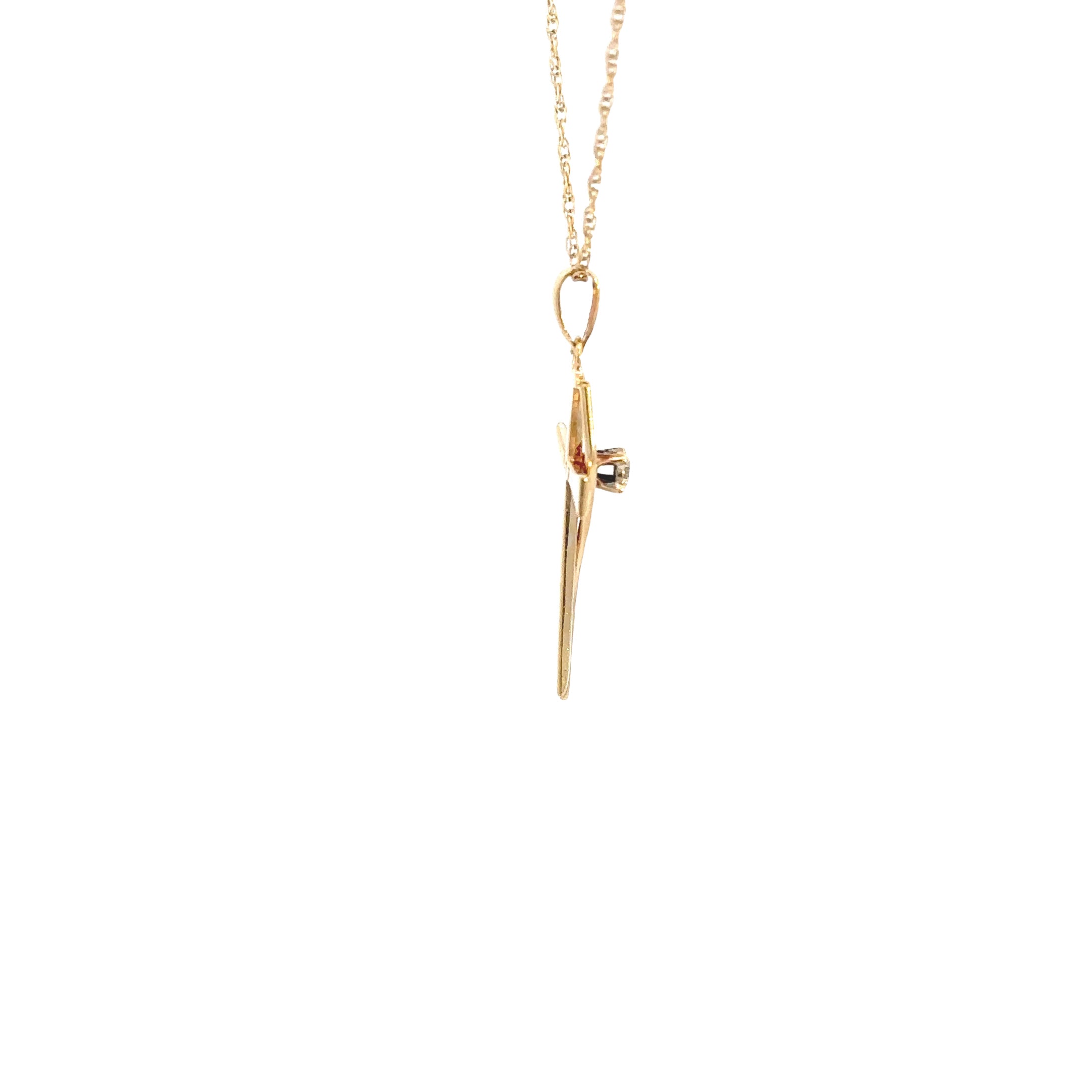 Estate Collection: 10K Yellow Gold Cross with Diamond Accent Pendant Necklace