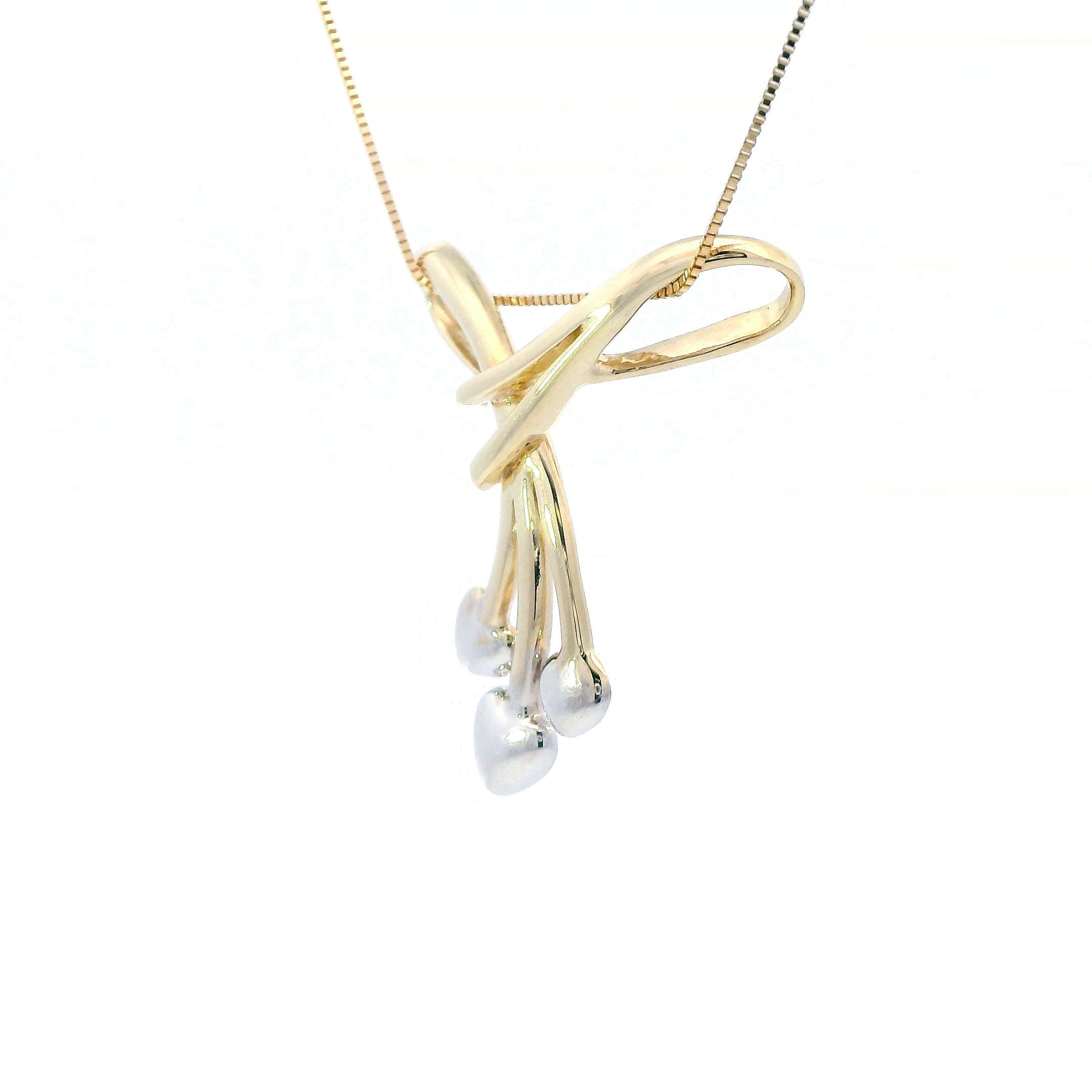 Estate Collection: 10K Yellow & White Gold Two-Toned Triple Heart Slide Pendant without Chain