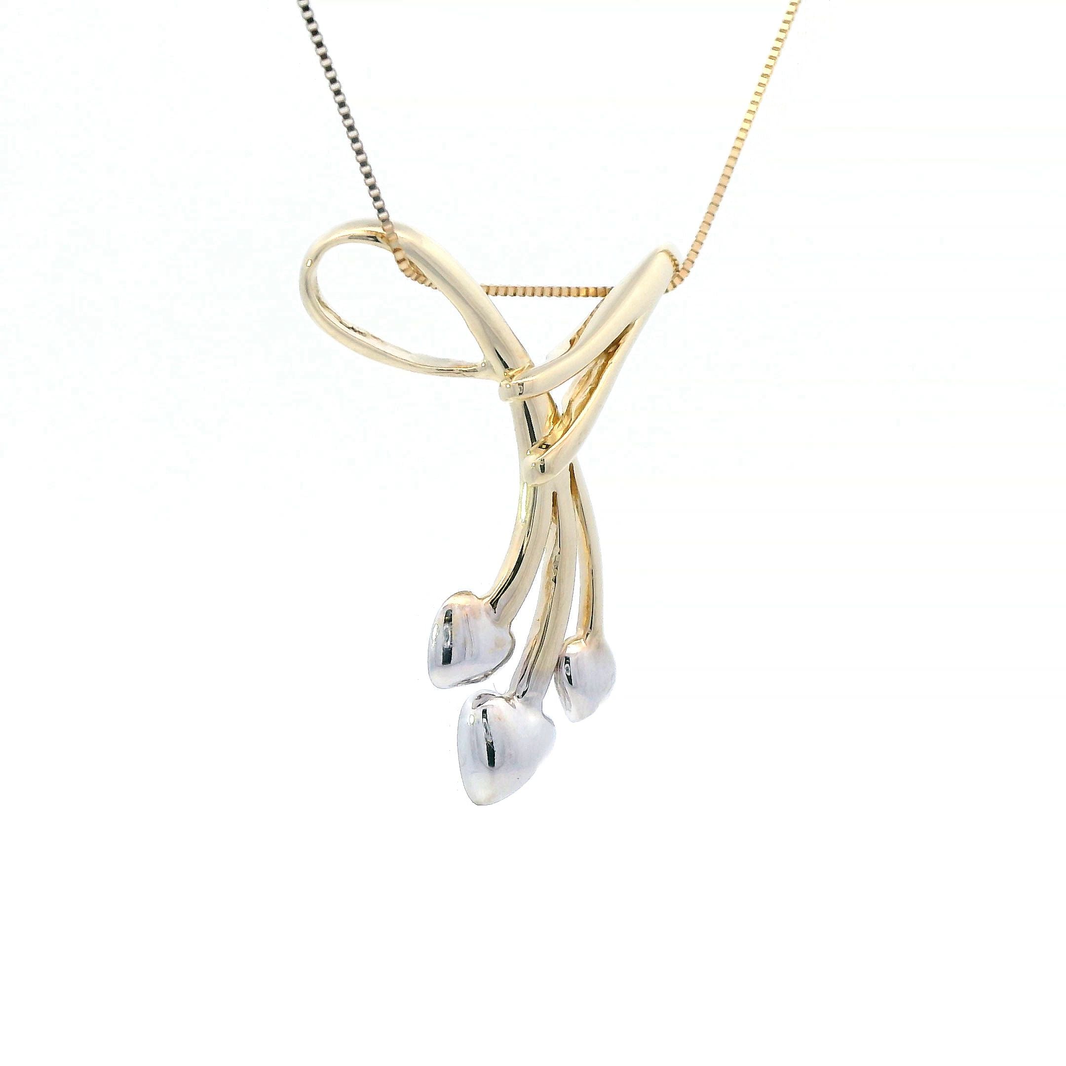 Estate Collection: 10K Yellow & White Gold Two-Toned Triple Heart Slide Pendant without Chain