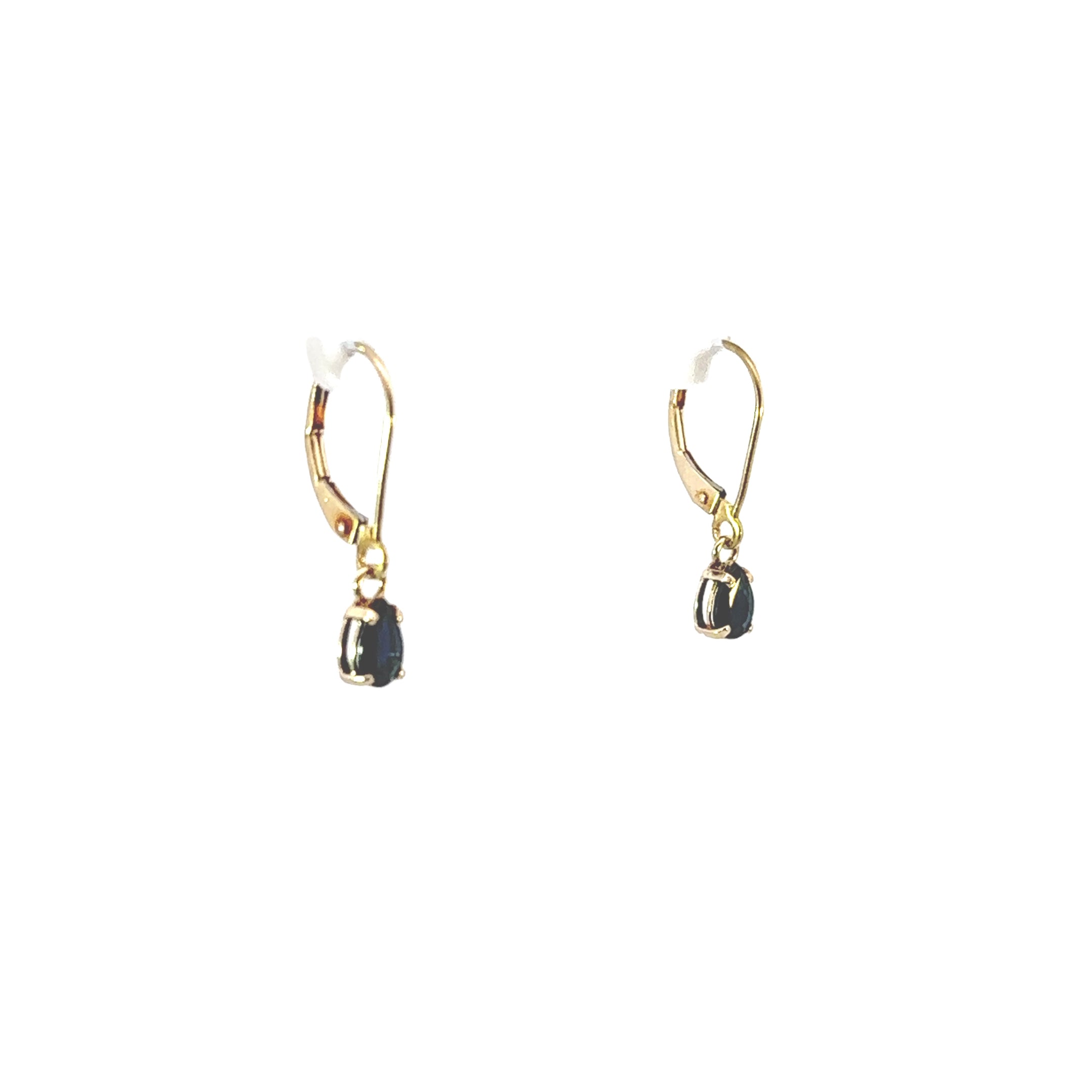 Estate Collection: 14K Yellow Gold Pear-Cut Sapphire Leverback Dangle Earrings