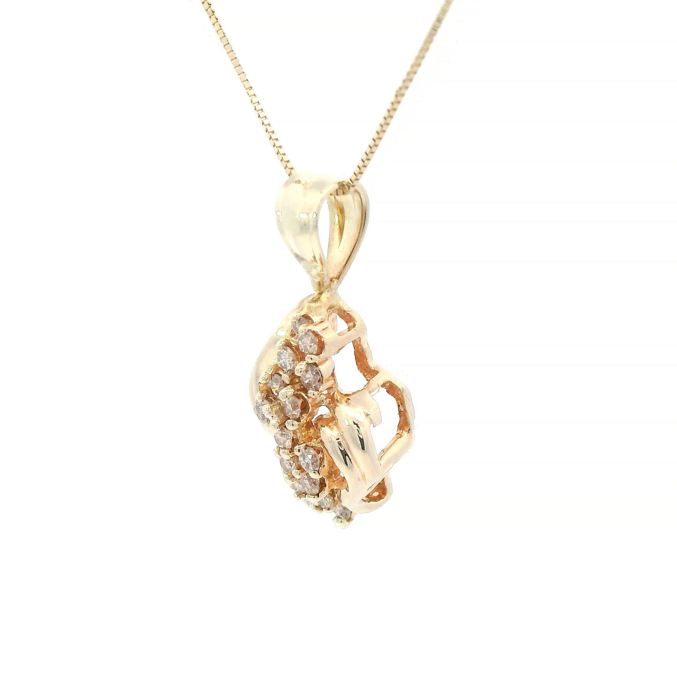 Estate Collection: 14K Yellow Gold Swirling Diamond Pendant with Chain