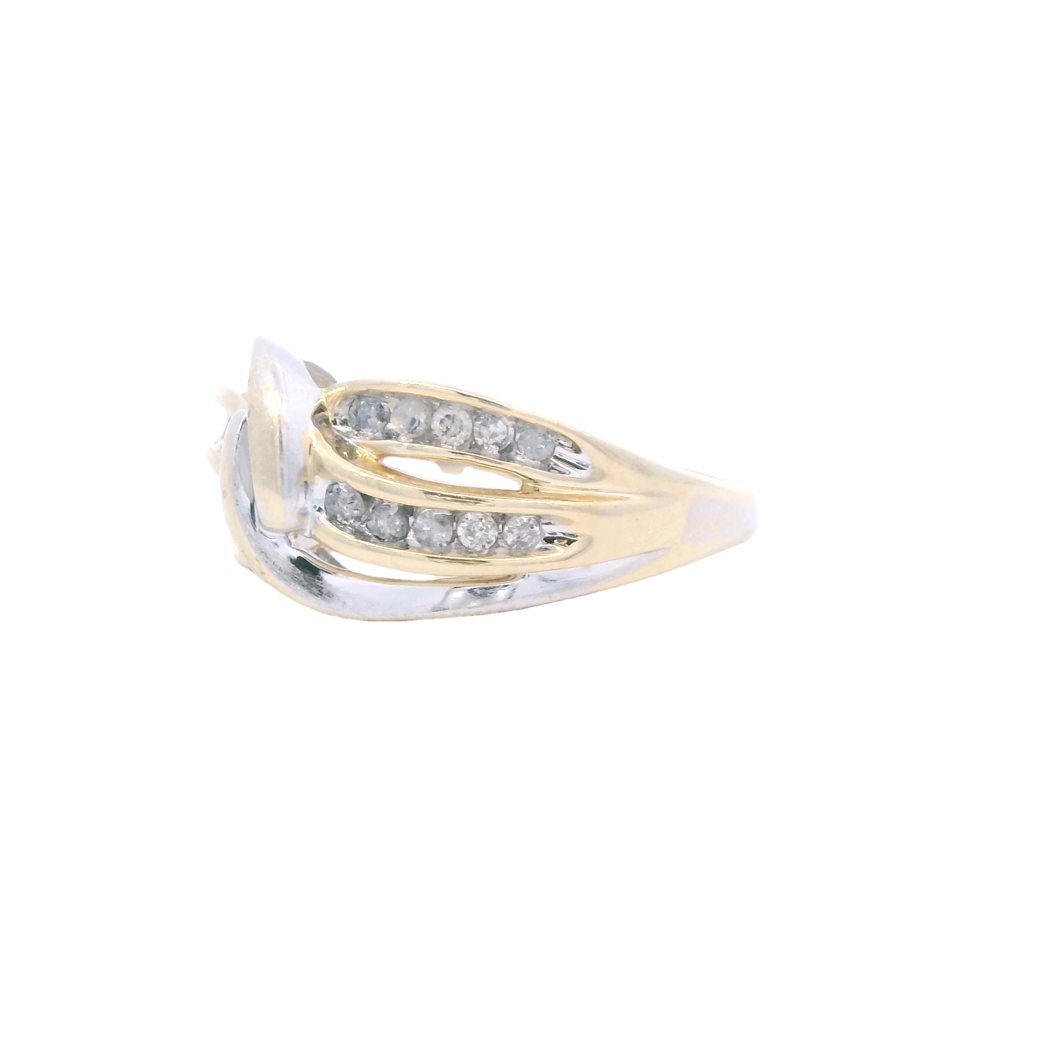 Estate Collection: 10K Gold Two-Toned Diamond 3-Strand Knot Ring