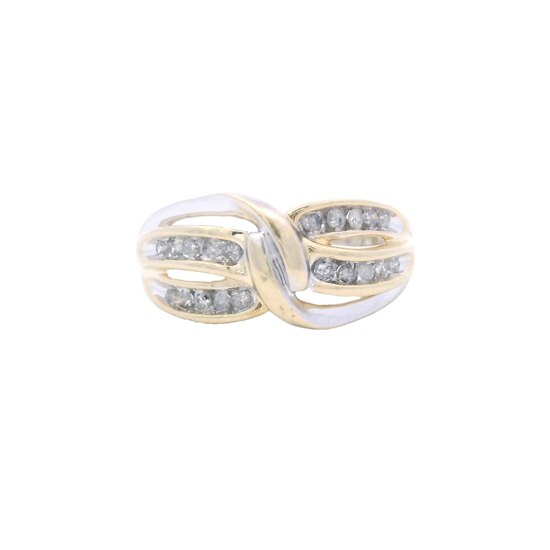 Estate Collection: 10K Gold Two-Toned Diamond 3-Strand Knot Ring