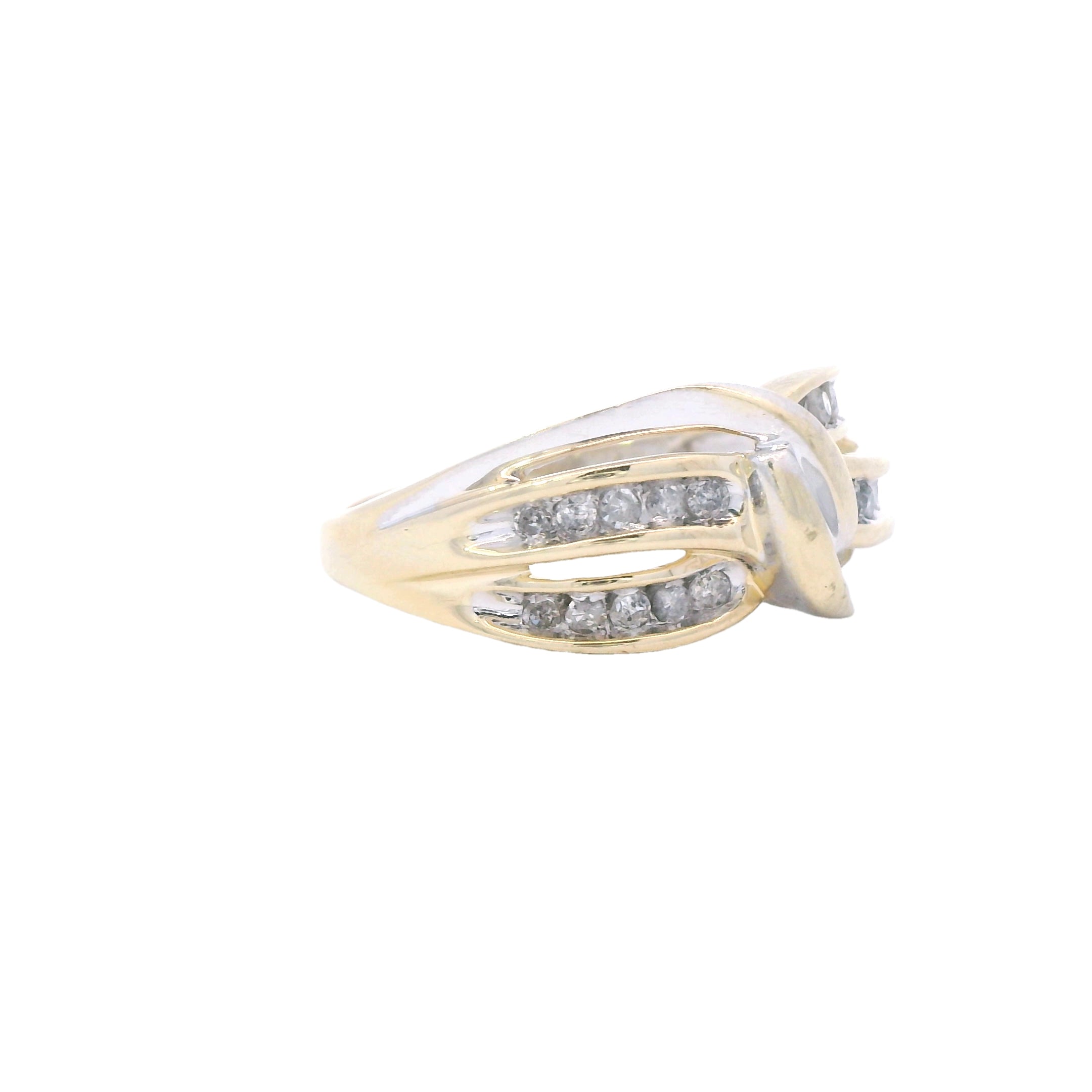 Estate Collection: 10K Gold Two-Toned Diamond 3-Strand Knot Ring