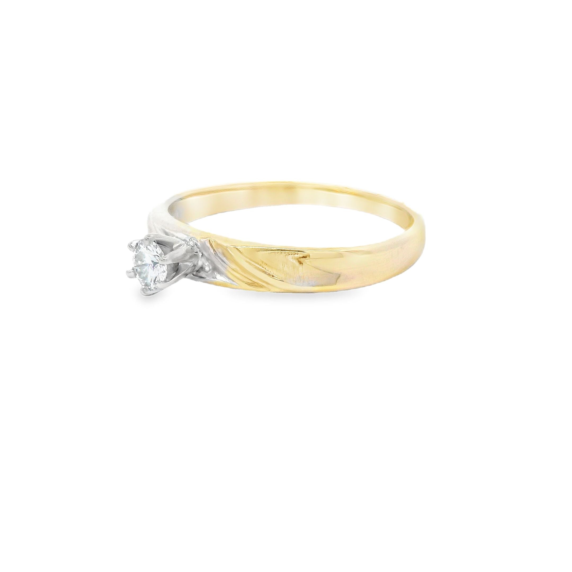 Estate Collection: 14K Yellow Gold Dainty 1/6CT. Round Diamond Solitaire Ring