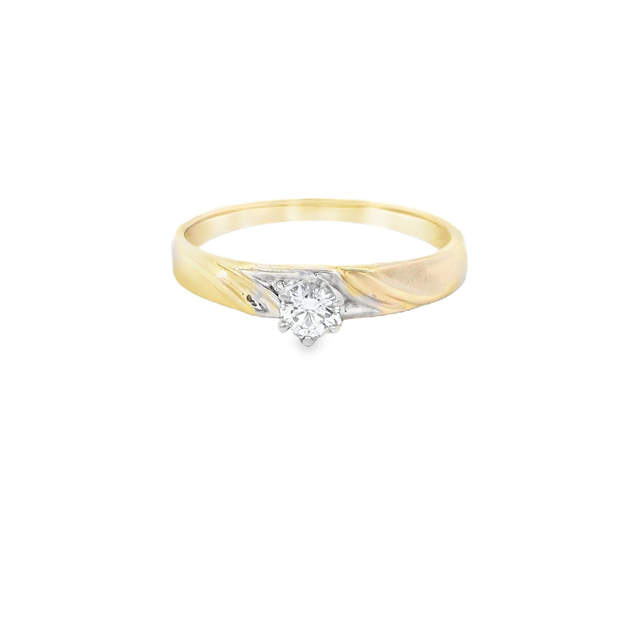 Estate Collection: 14K Yellow Gold Dainty 1/6CT. Round Diamond Solitaire Ring