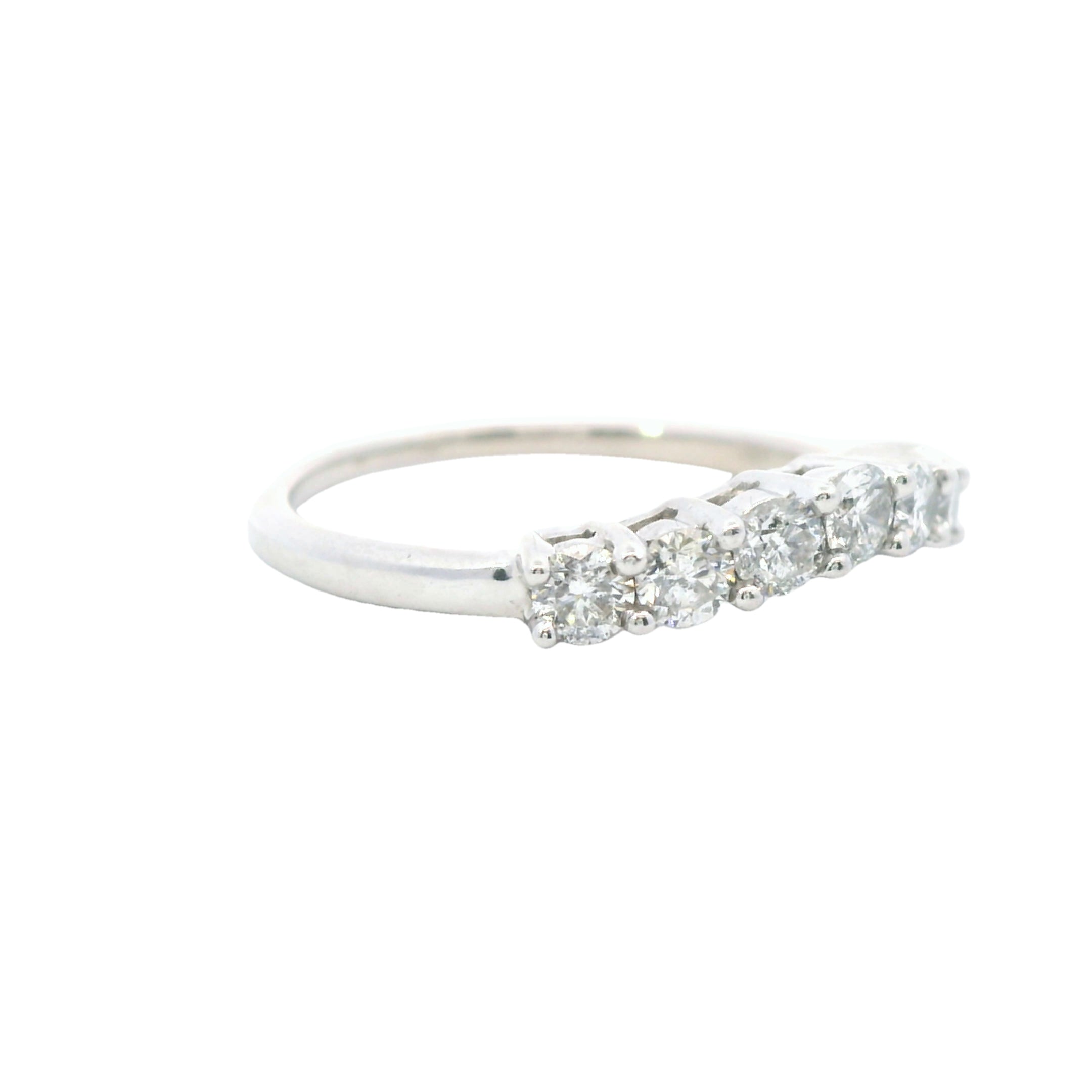 Estate Collection: Set of Two 14K White Gold 7-Across Curved Diamond Bands