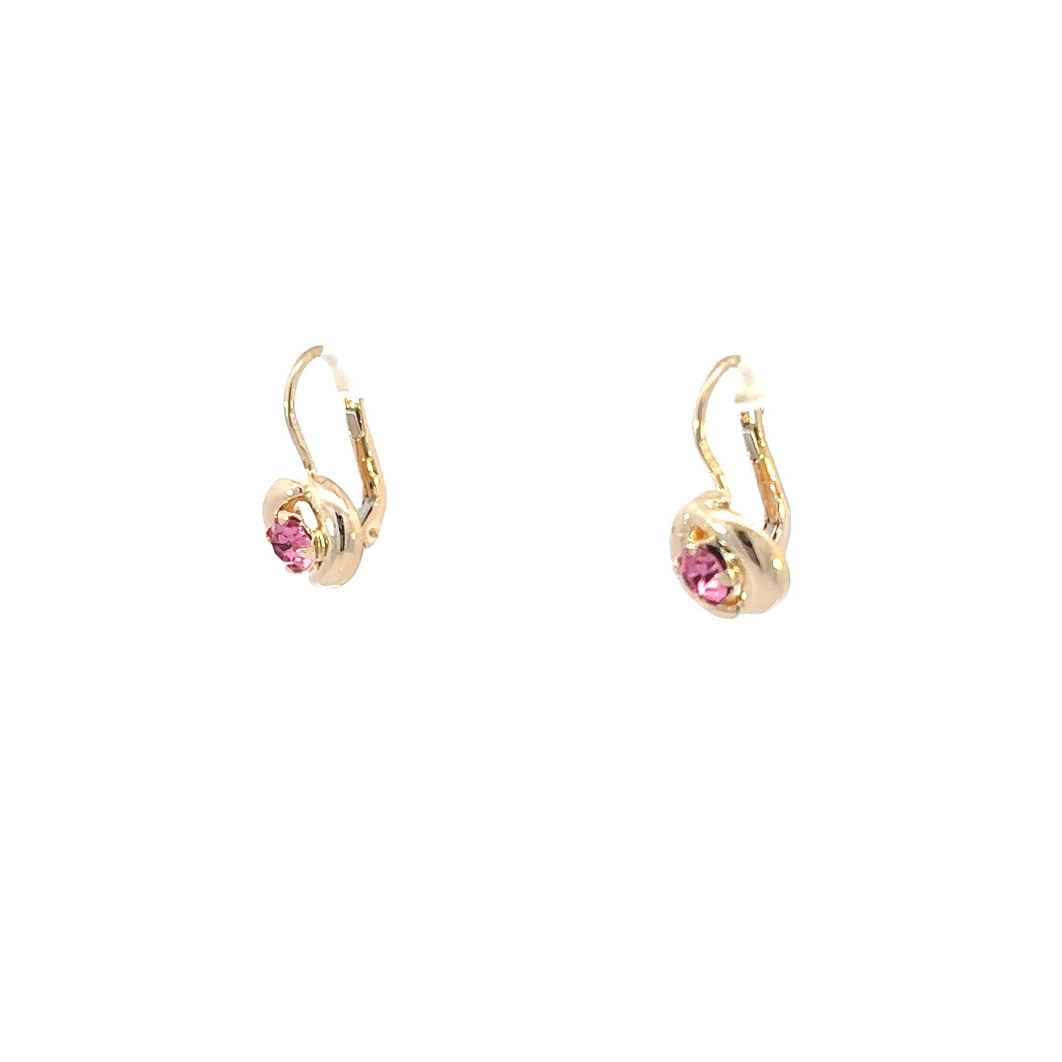 Estate Collection: 14K Yellow Gold Pink Gemstone Leverback Earrings